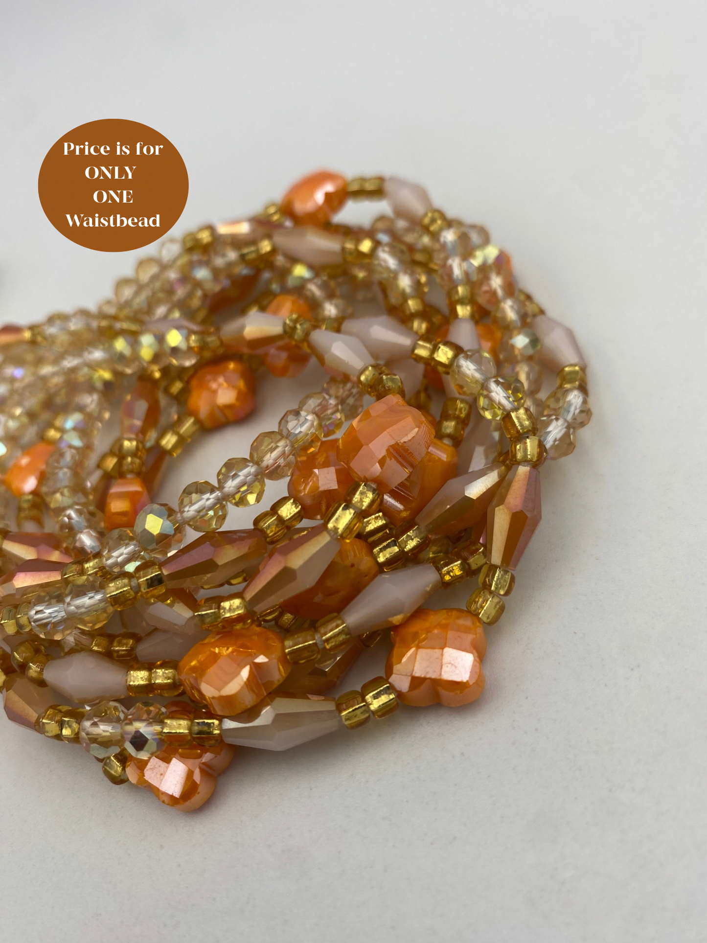 Sunset Nectar~ Crystal Waist Bead- Price Per Waistbead- Add to Cart- Tie On- 45”
