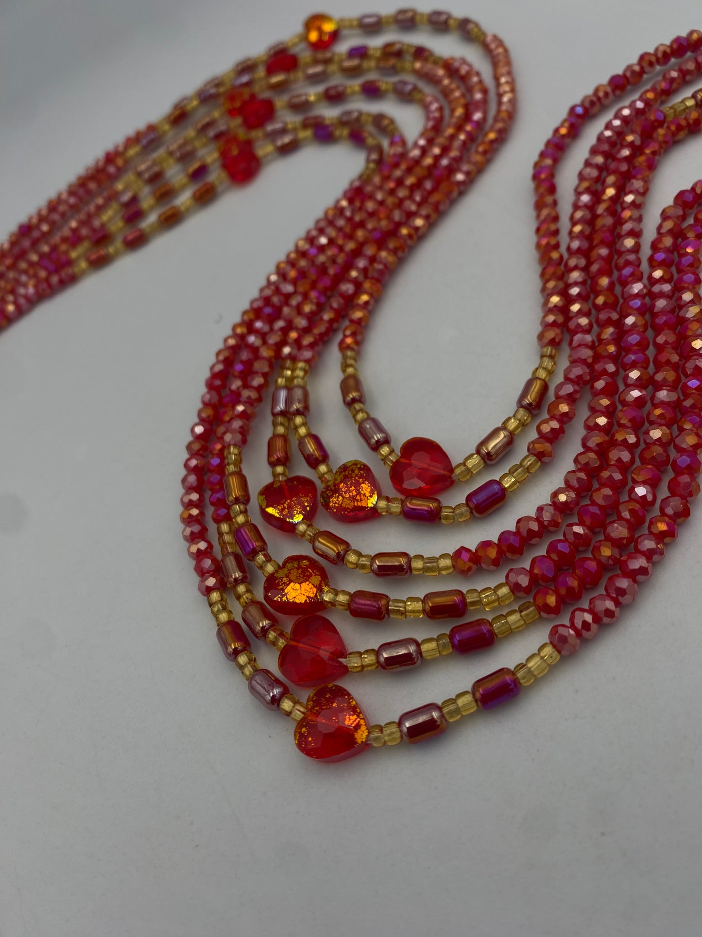 Red Luxury Waist Beads | Luxury WaistBead | Tie-On 45 Inches