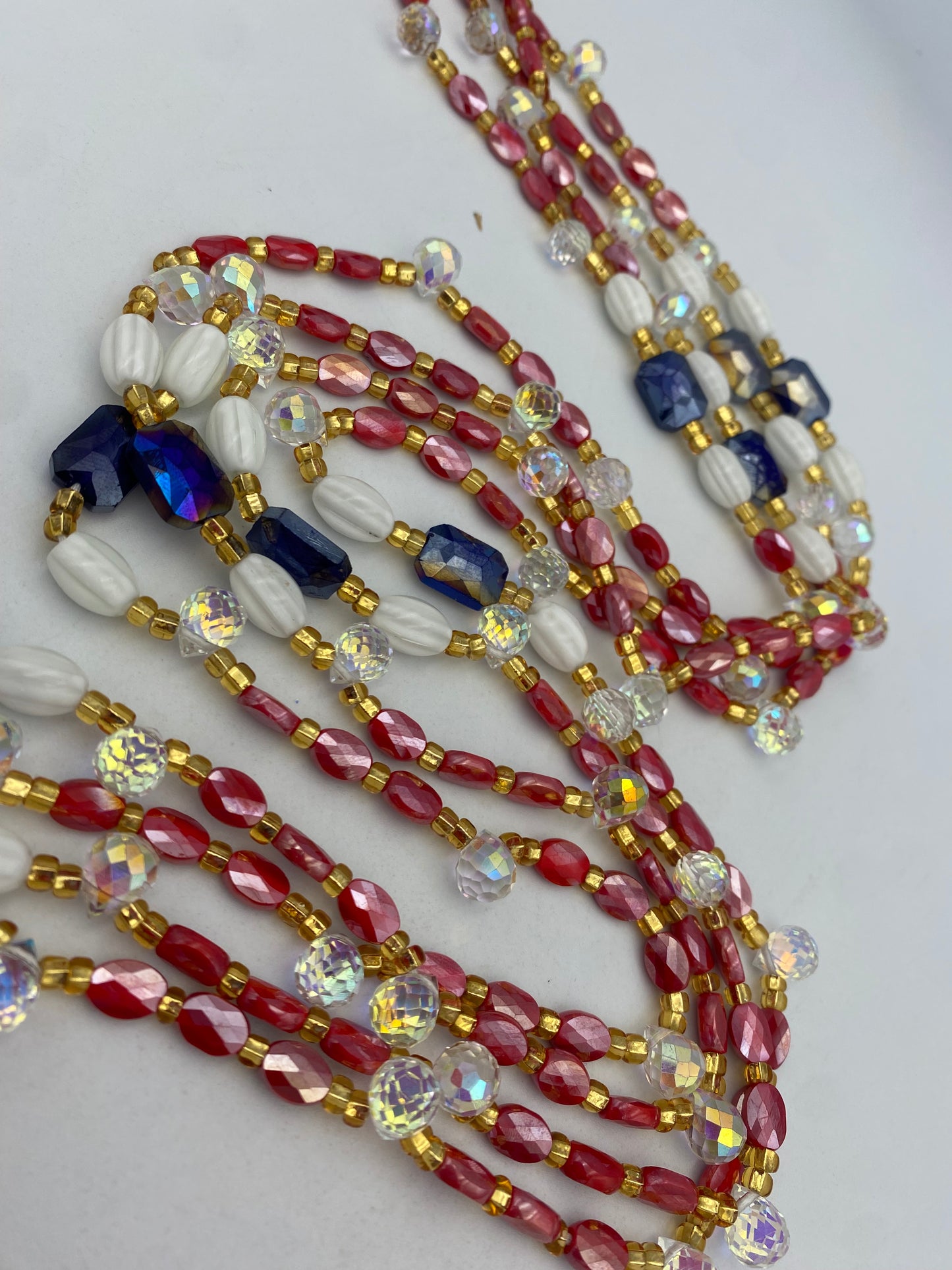 Red Crystal Waist Bead | Waist Beads – Luxury Tie-On Beaded Jewelry | Body Adornment & Weight Tracking | Price Per Item | 45–Inches