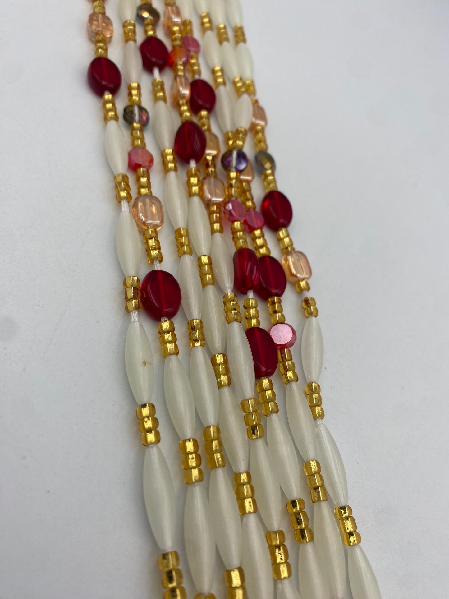 Red, Gold White Glow in the Dark- Tie-On Waist Beads (45”-50”)