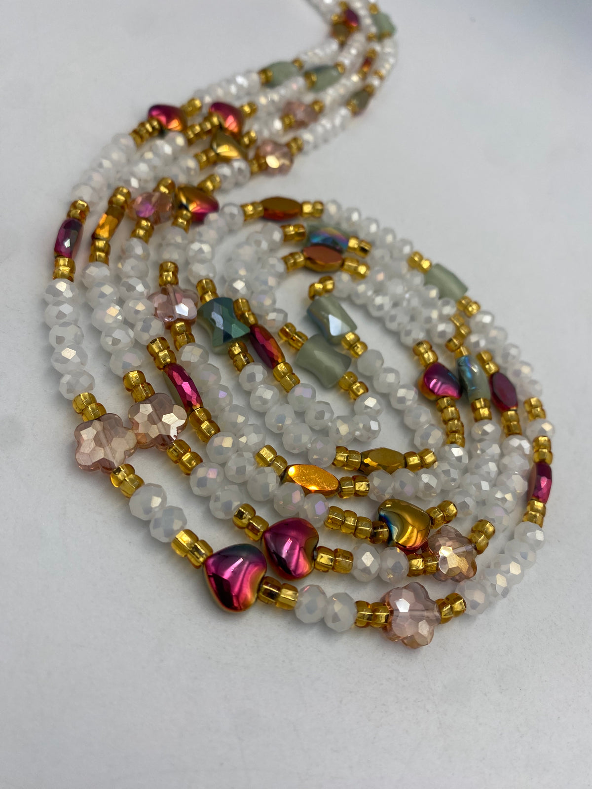 White Luxury Crystal Waist Bead 45”| 1 PC