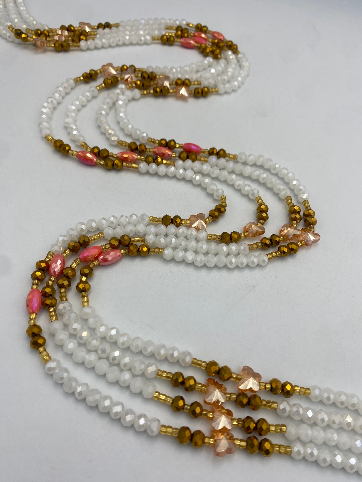 White Luxury Crystal Waist Bead 45”| 1 PC