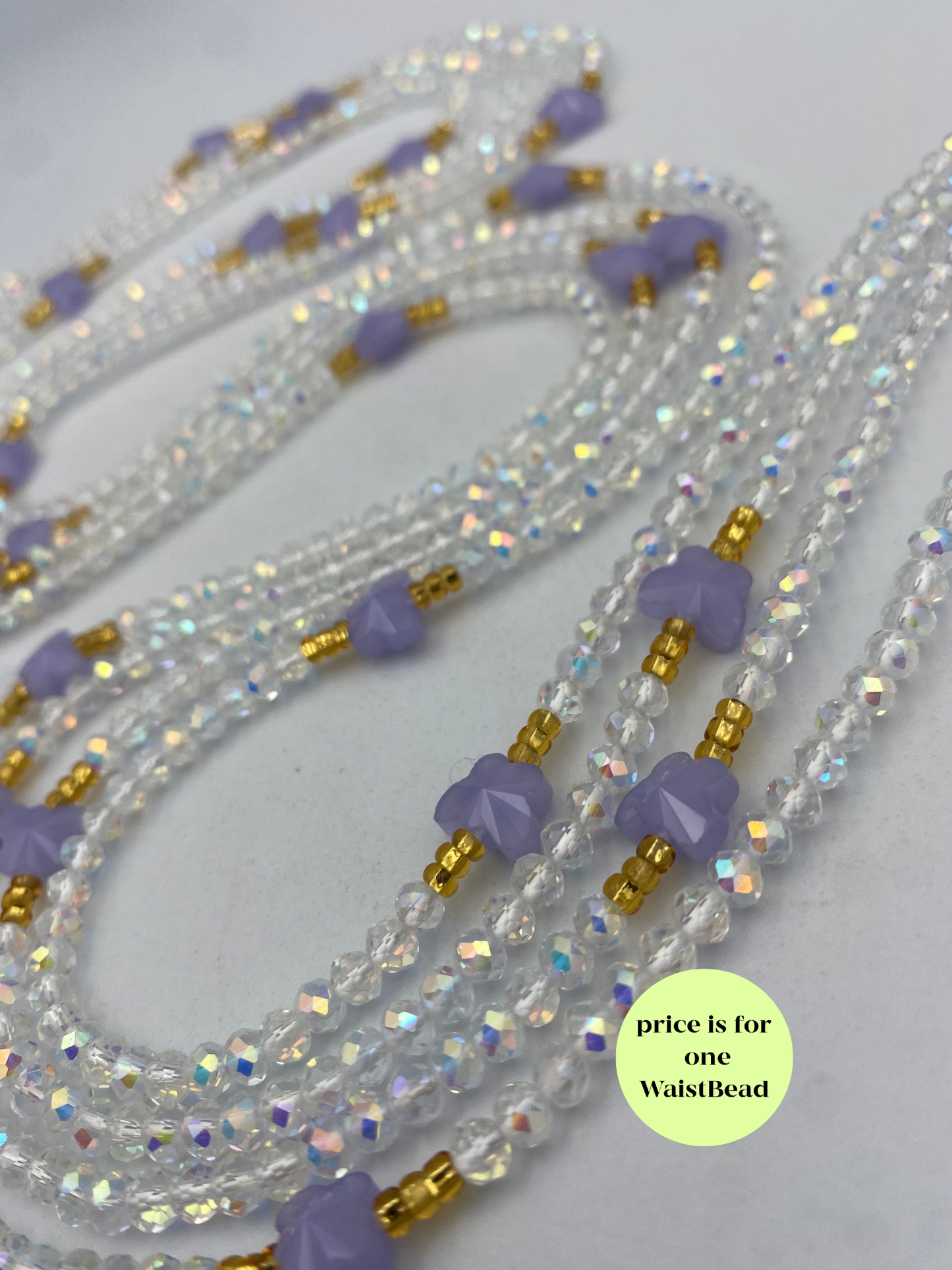 Heaven’s Whisper ~Silver & Purple Butterfly Crystal Waist Bead- Price per WaistBead