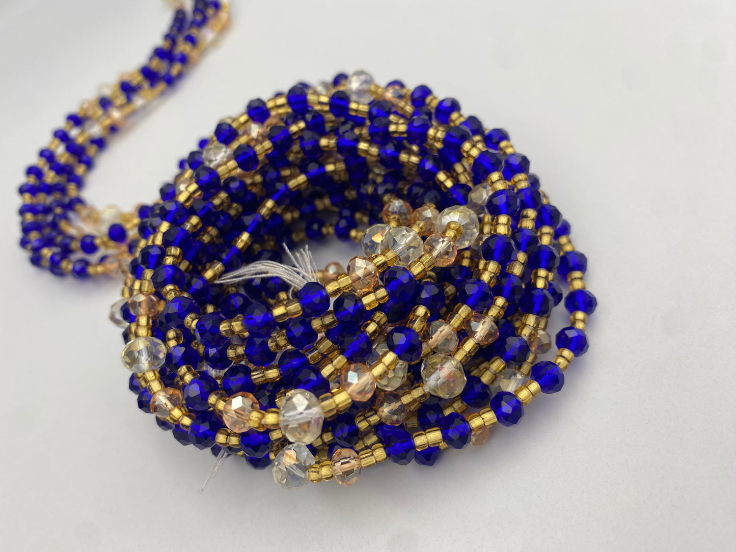 Blue Crystal Waist Bead – Handmade Luxury Body Jewelry for Women | Adjustable African Waistbeads