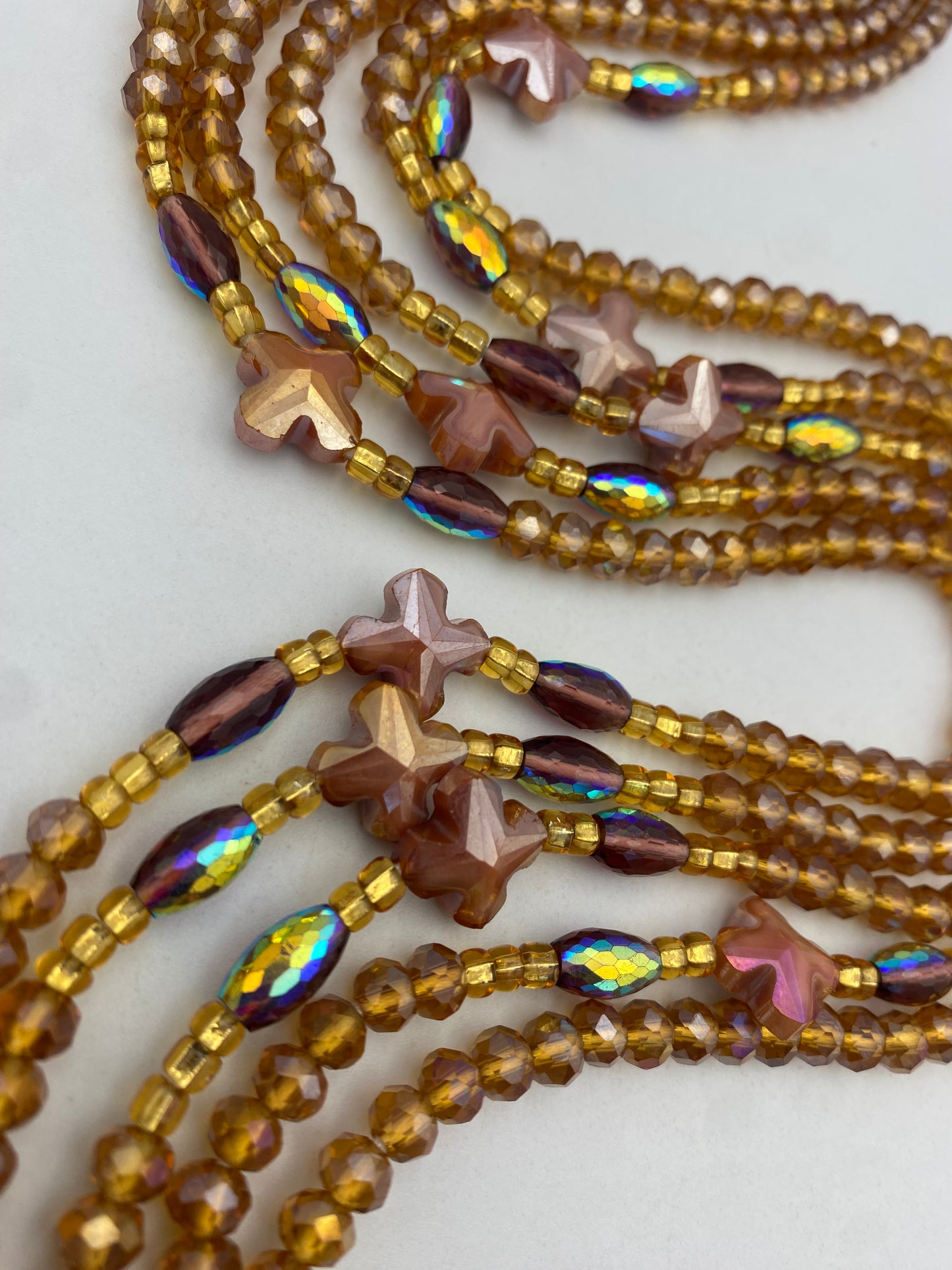 Brown Crystal Waist Bead | Waist Beads – Luxury Tie-On Beaded Jewelry | Body Adornment & Weight Tracking | Price Per Item | 45–Inches