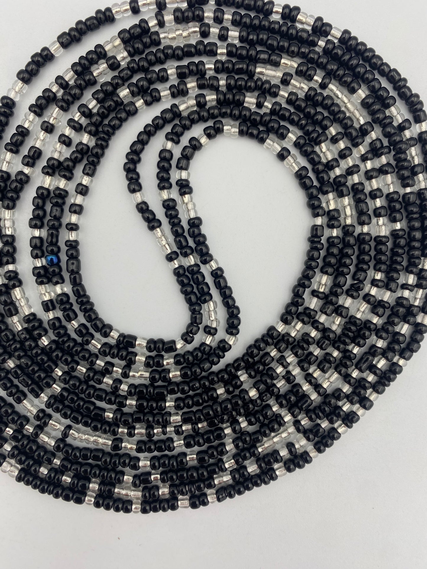 Black and Silver- Tie On Waist Bead
