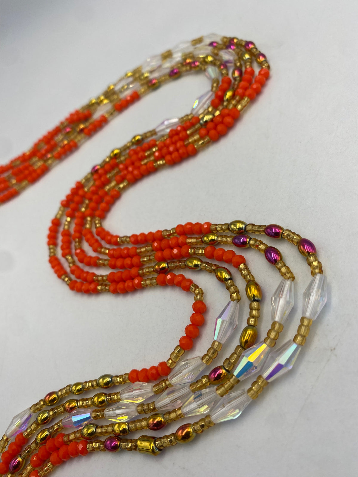 Orange Mini Crystal Waist Bead 45”| 1 PC