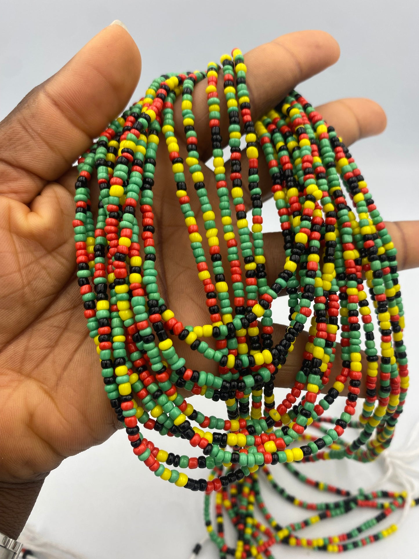 Rasta Waist Beads – Tie-On African Waist Bead 45”-50” | Red Yellow Green | Price Per Waist Bead