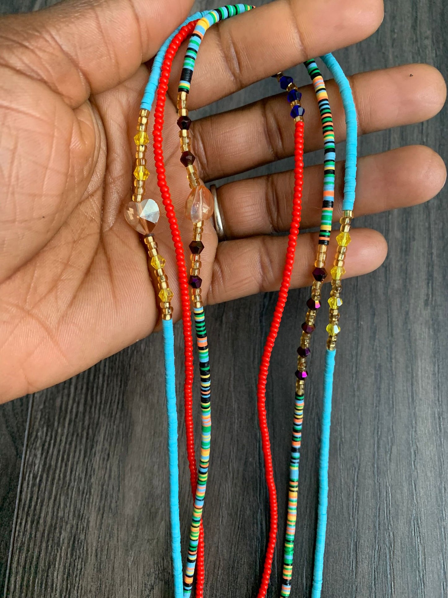 Multicolored- 3 Pc Waist Beads Set
