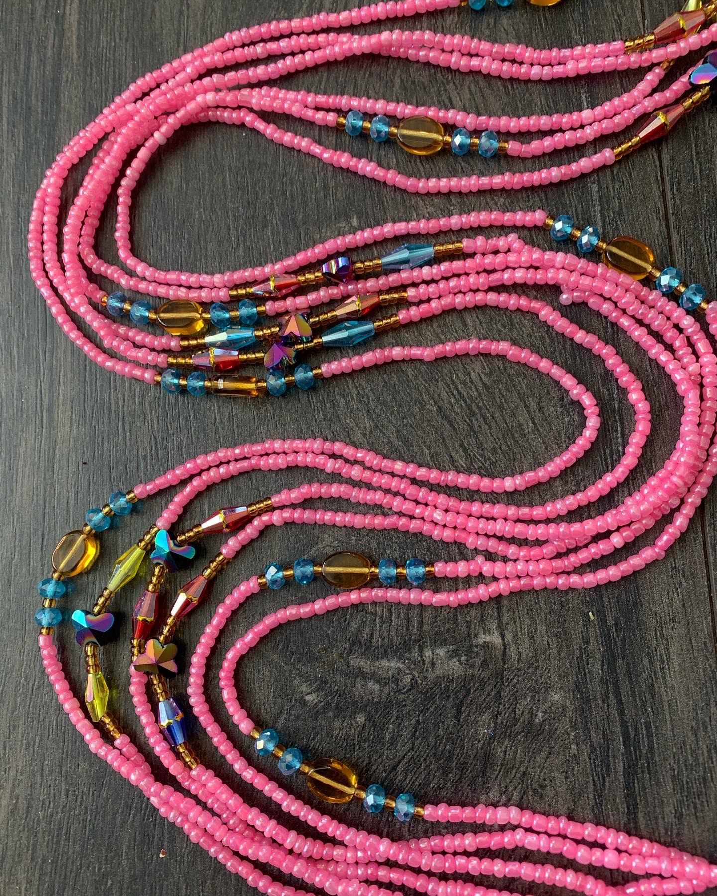 Pink Waist Bead with crystals