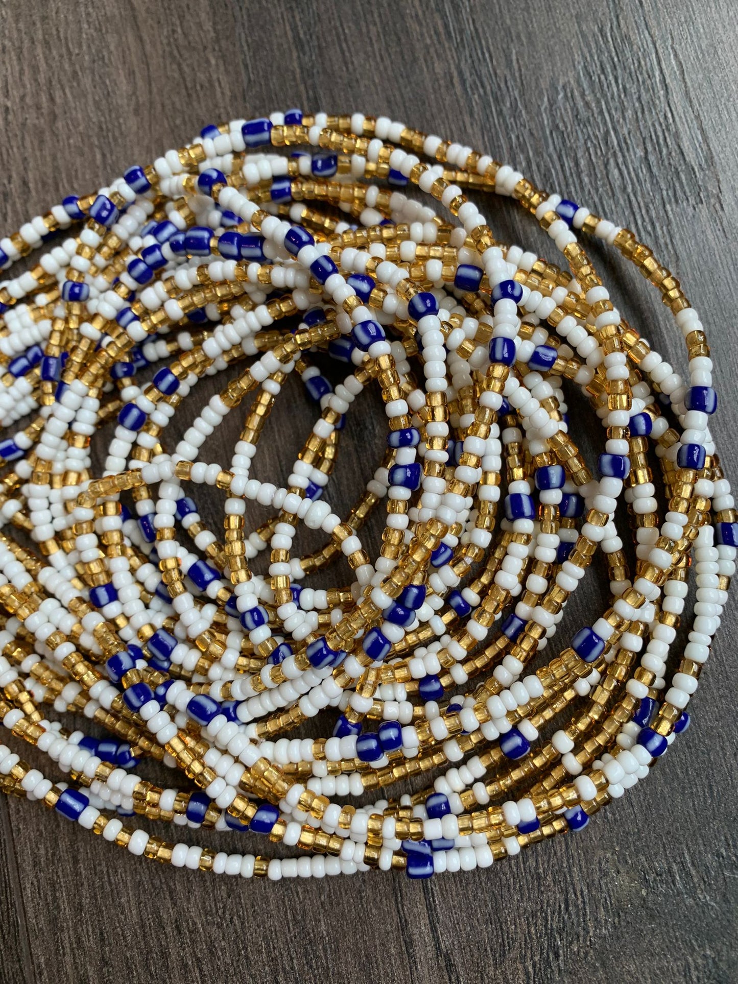 Gold White and Blue, Waist Beads