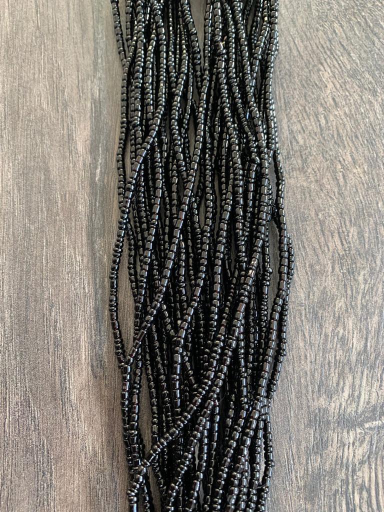 Black Waist Beads – Tie-On African Waist Bead Strand for Women, 45-50 Inches Adjustable, Body Jewelry for Adornment, Promoting Body Positivty & Weight Managemen