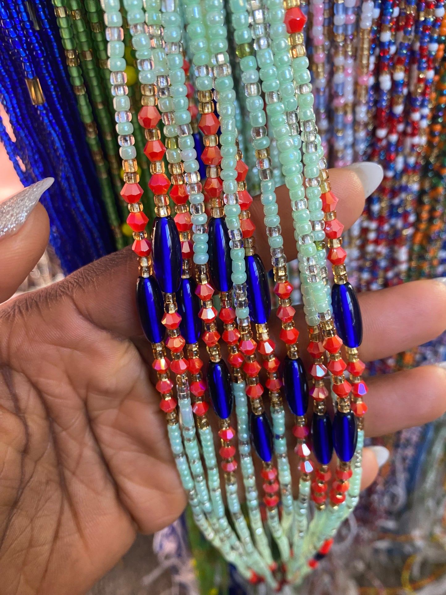 Wholesale Waist Beads – Bulk Multicolored Tie-On Strands (45”–50”)