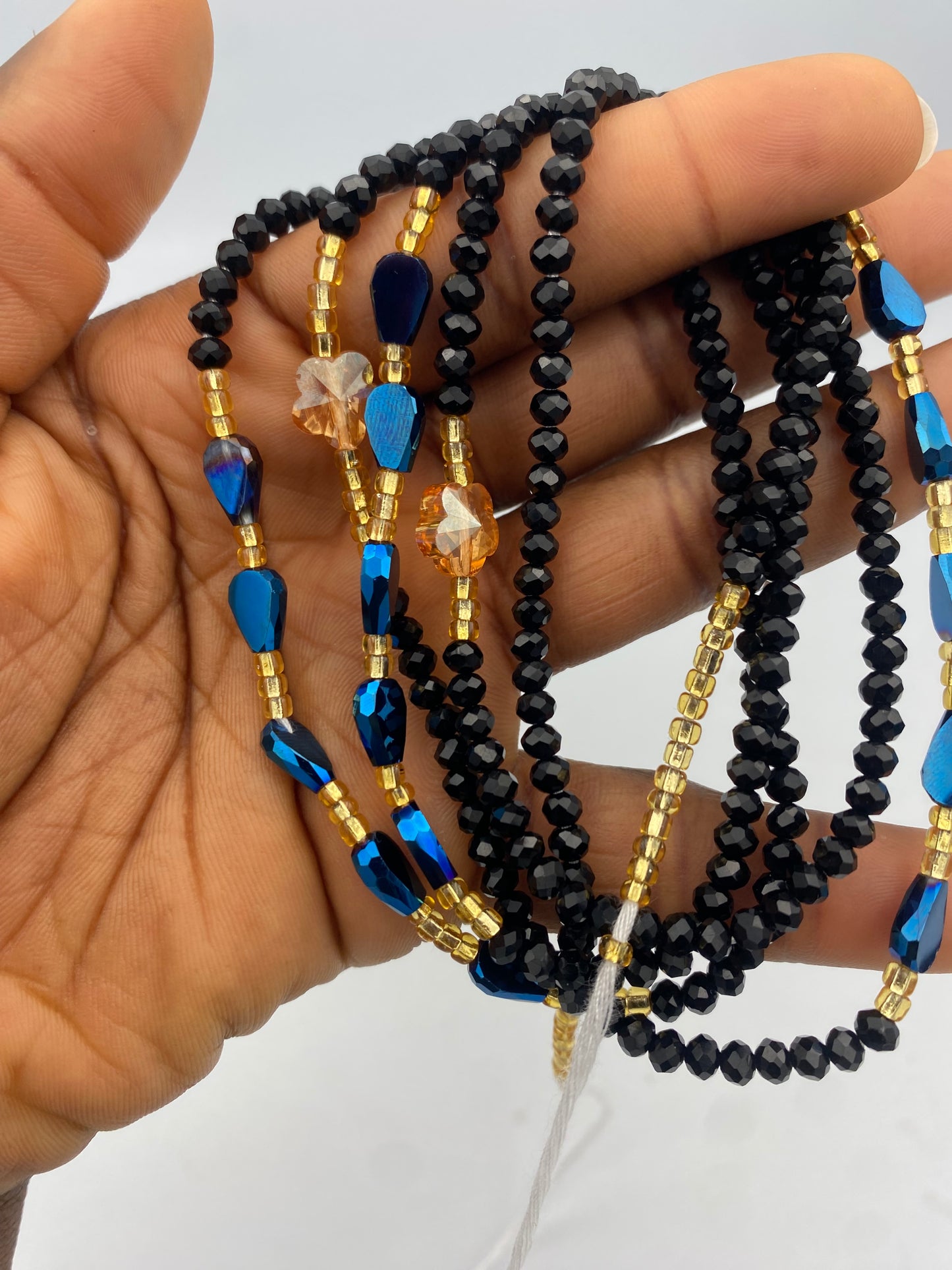 Black Crystal WaistBeads- Luxury-WaistBeads- 45”- 50”