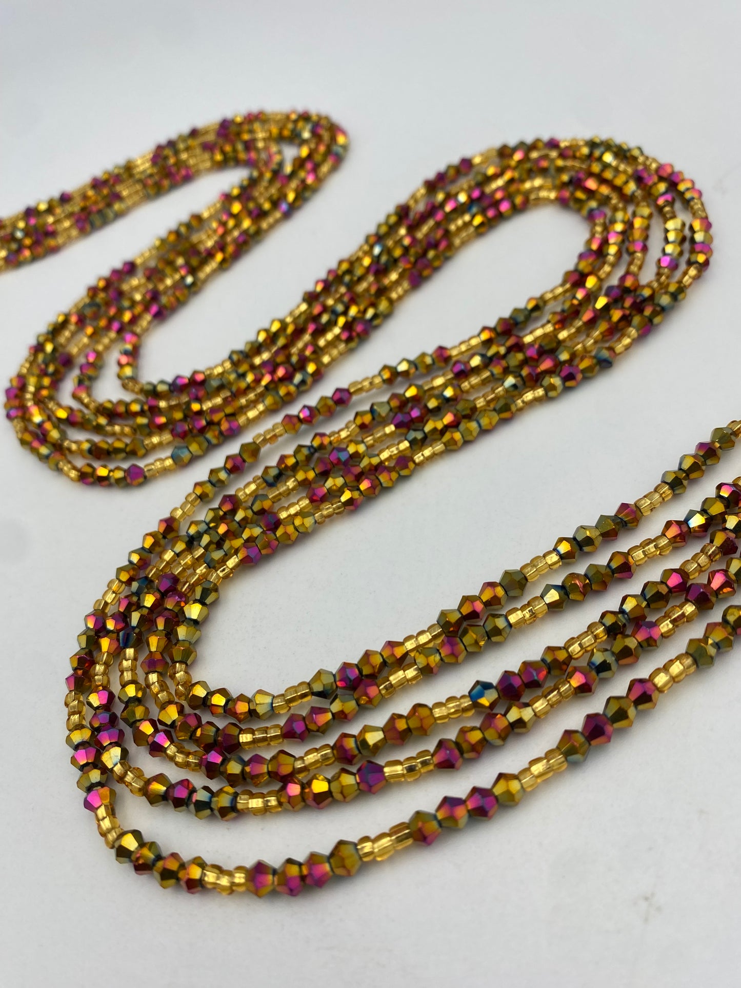 Variety of Crystal Waist Beads, Bicones, Mini crystal Waistbeads-  Choose your Color- Price Per Item - Tie On 40”-50”