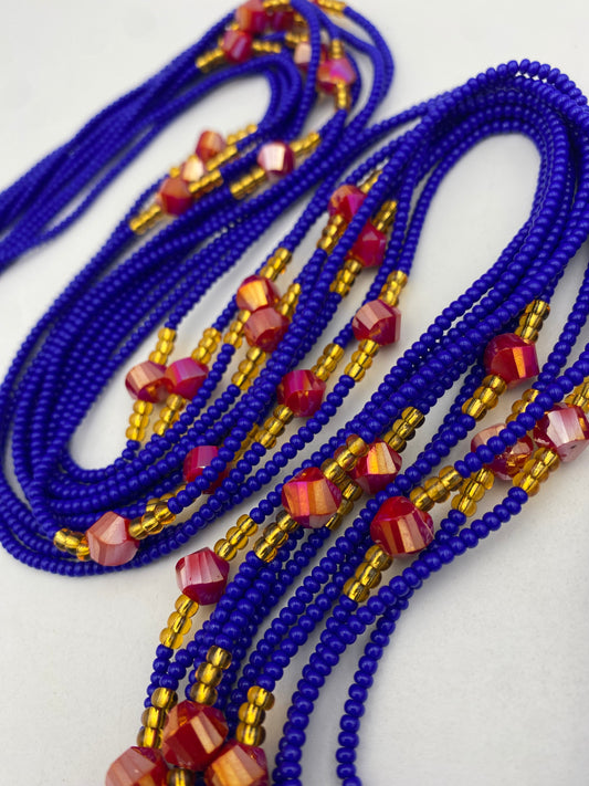 Blue & Red Waist Bead- Tie On