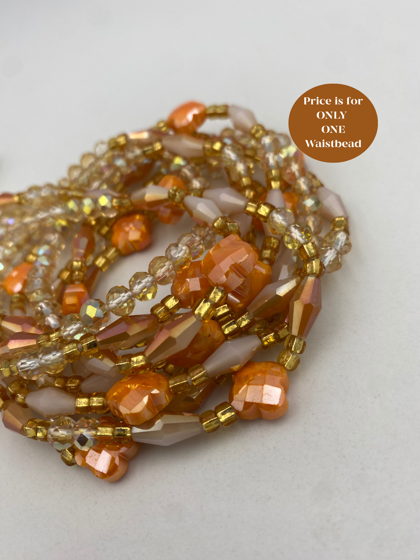 Sunset Nectar~ Crystal Waist Bead- Price Per Waistbead- Add to Cart- Tie On- 45”