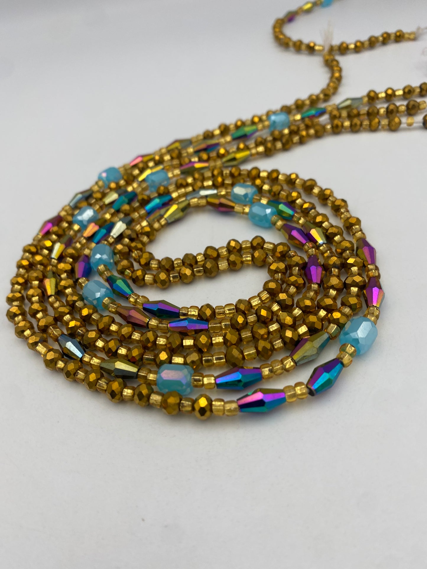 Bronze Crystal Waist Bead- Tie on