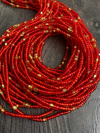Red & Gold Waist Bead- Tie on