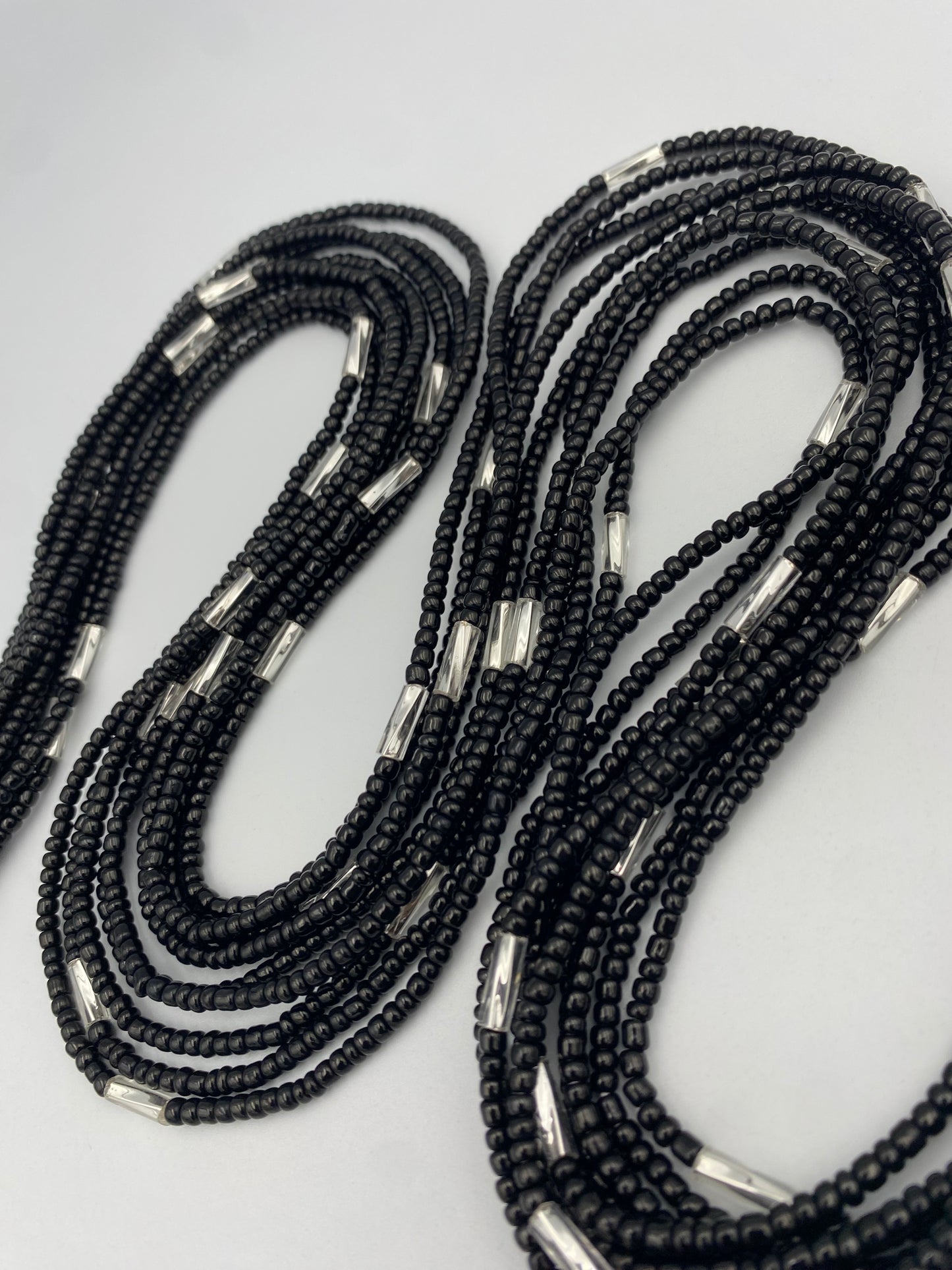 Black & Silver  Waist Beads | African Body Jewelry | Price per Waist Bead (45”-50”) – Tie-On