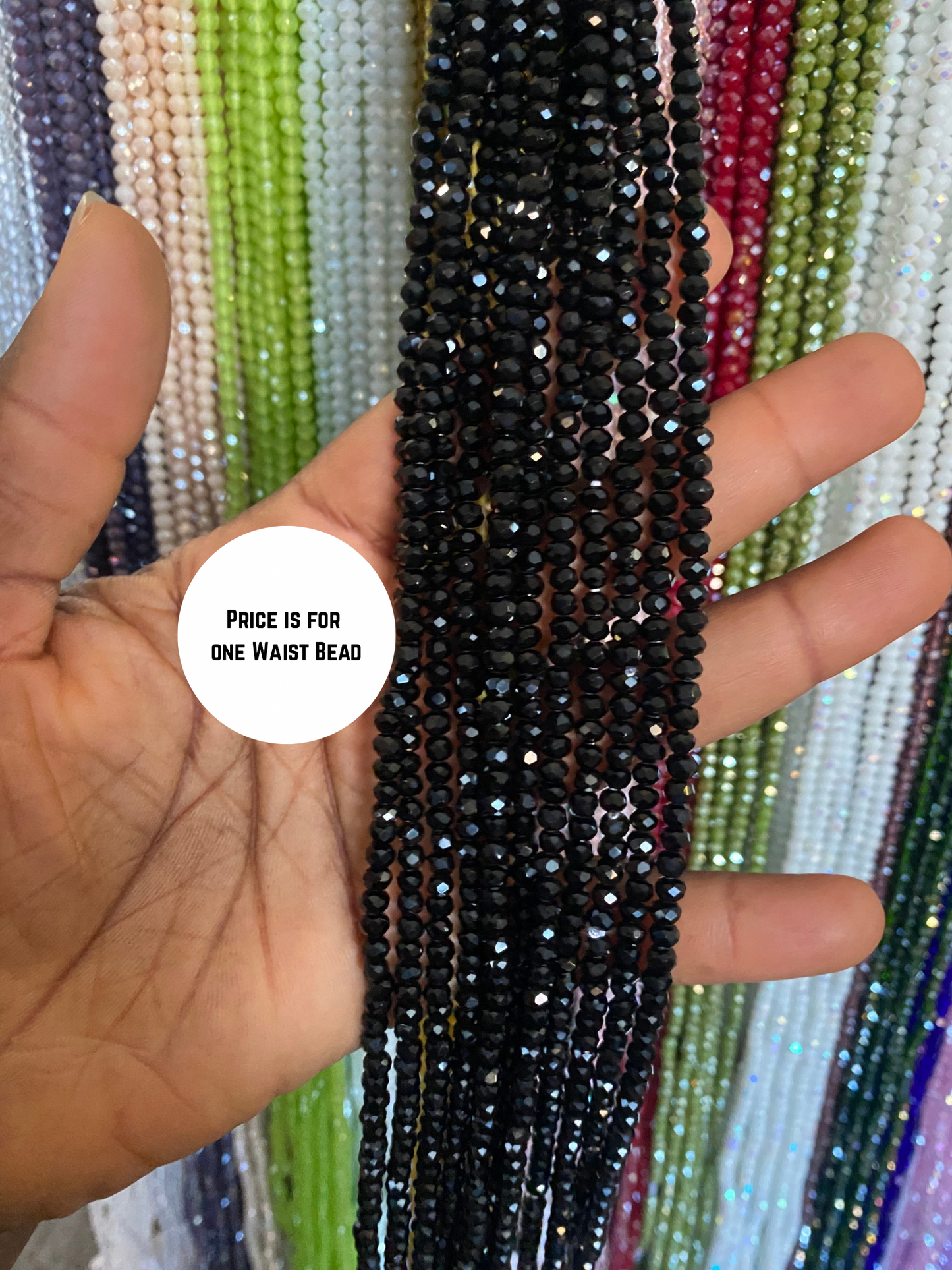 Crystal WaistBeads -TikTok Waist Beads – Variety of Styles – African Waist Jewelry – Tie-On (45”) – Add to Cart, Buy Now – Price Per 1 Waist Bead