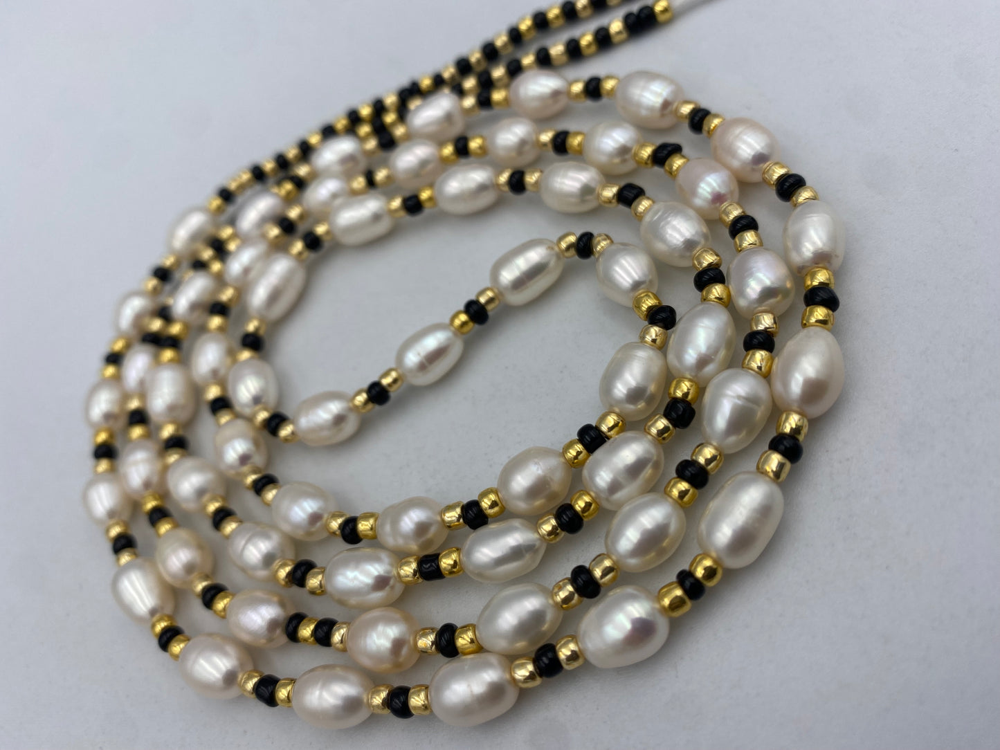 Freshwater Pearl & Crystal Waist Beads – 45” Permanent Tie-On Jewelry~ Choose Your design