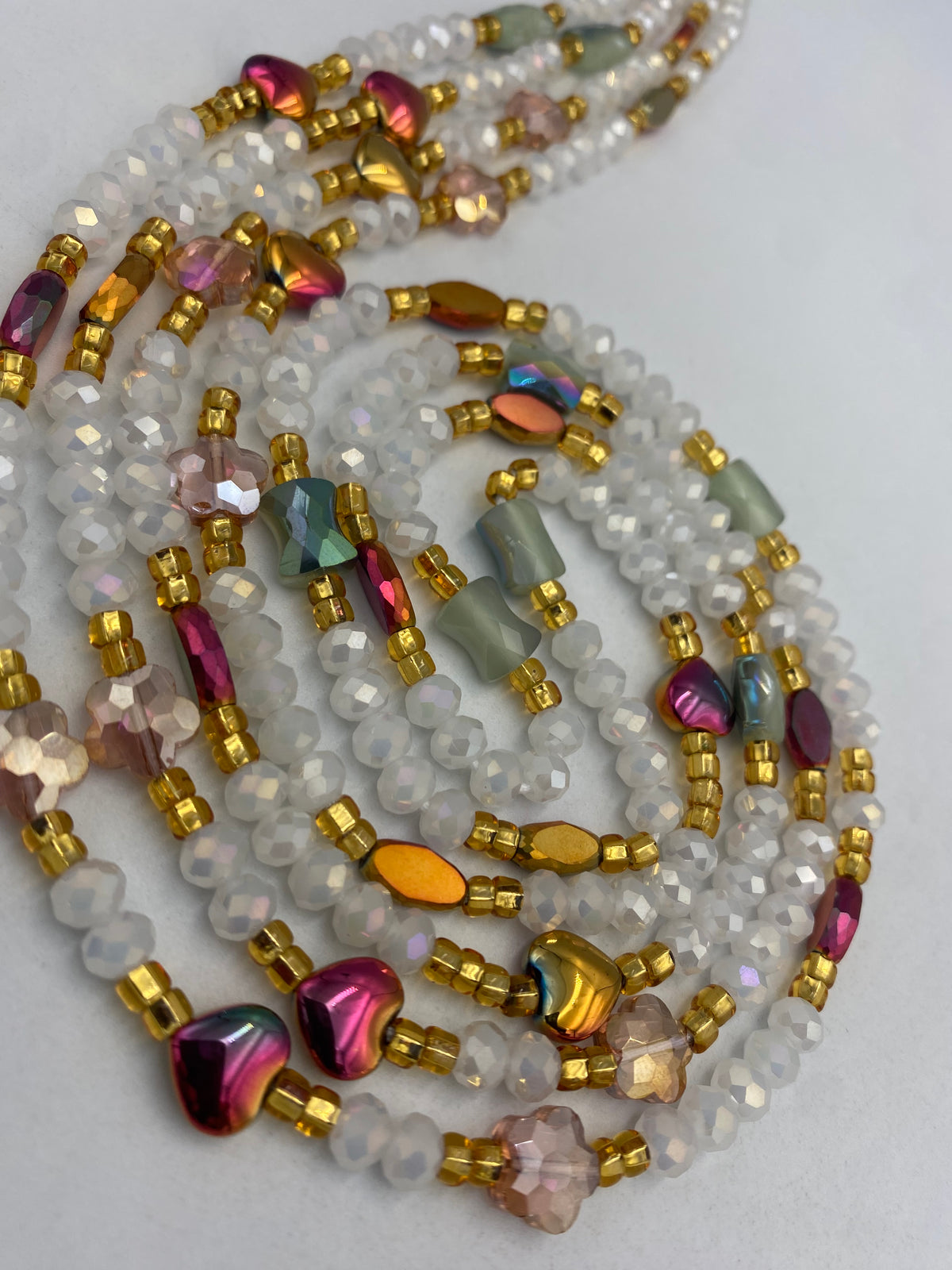 White Luxury Crystal Waist Bead 45”| 1 PC