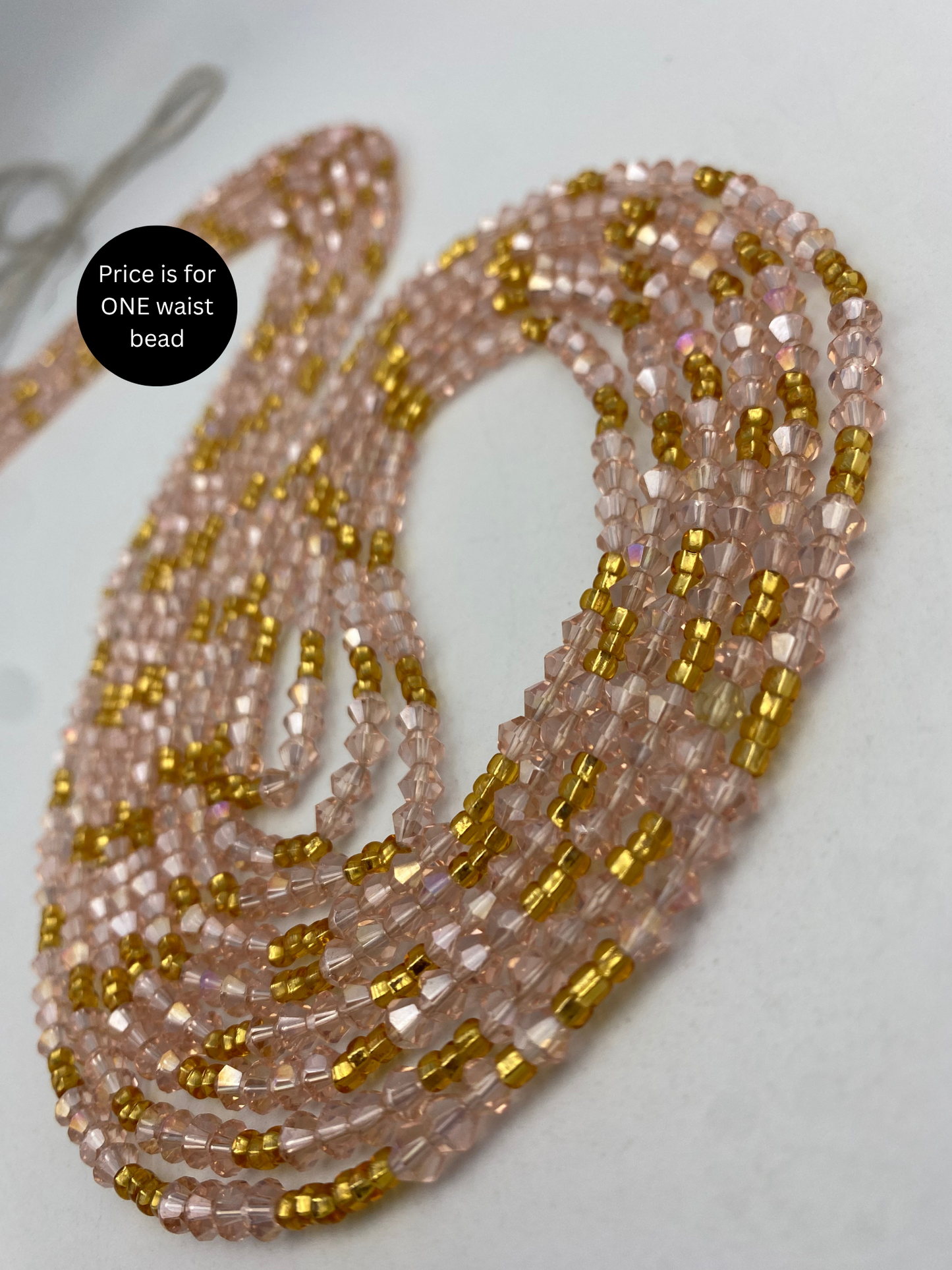 Variety of Crystal Waist Beads, Bicones, Mini crystal Waistbeads-  Choose your Color- Price Per Item - Tie On 40”-50”