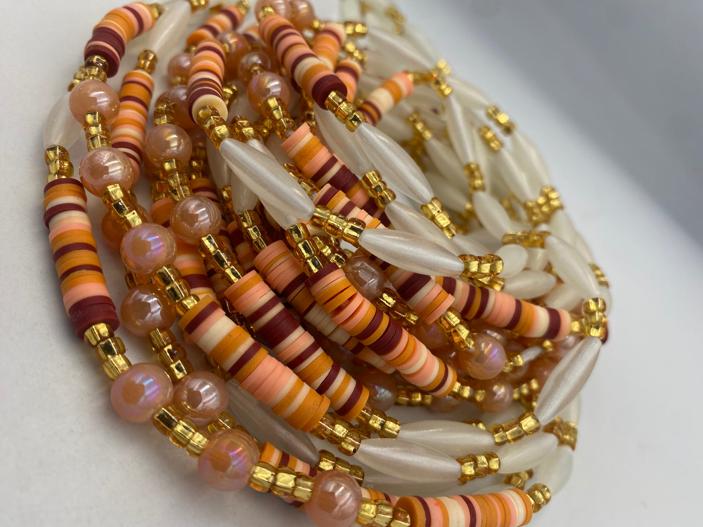 Subtle Glow in the dark Waist Beads- Heart  | Love  | African Waistbeads-Tie On 45"- 50"- Price Per Waist Bead