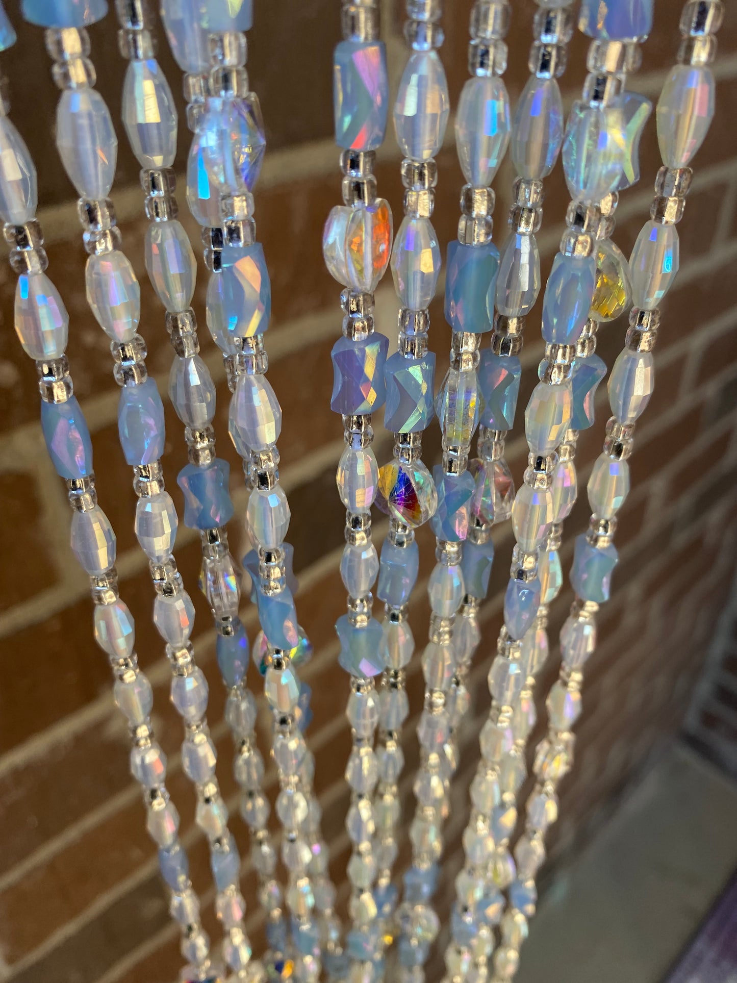 Cloud Mist | Waist Bead for the New Year |  Waist Beads – Luxury Tie-On Beaded Jewelry | Crystal & Silver with Blue | Body Adornment & Weight Tracking- PRice per WaistBead | 45–Inches