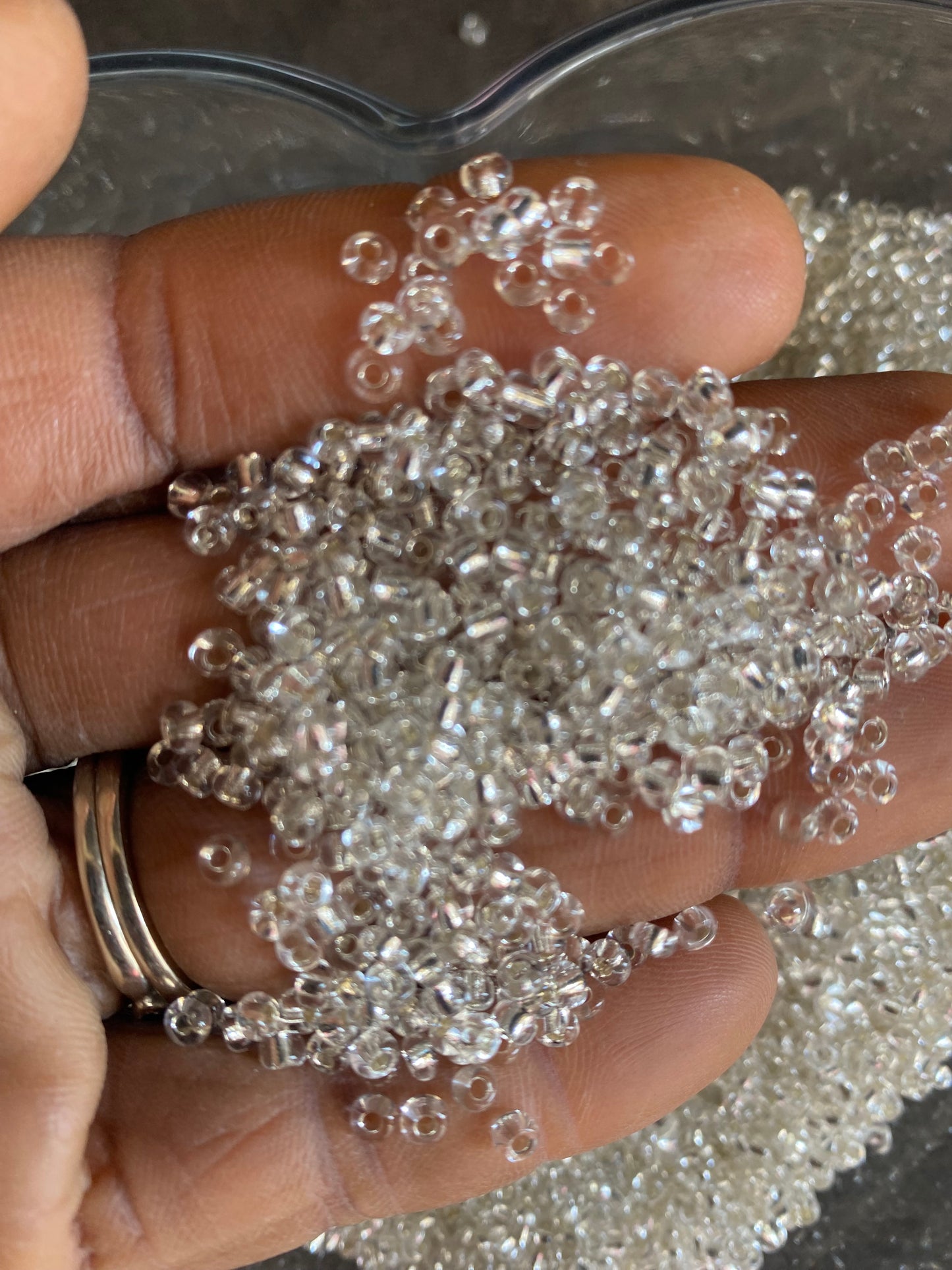 3mm- 8/0 beads,  Silver beads, 8/0 Seed Beads Glass Beads, 450 Grams,