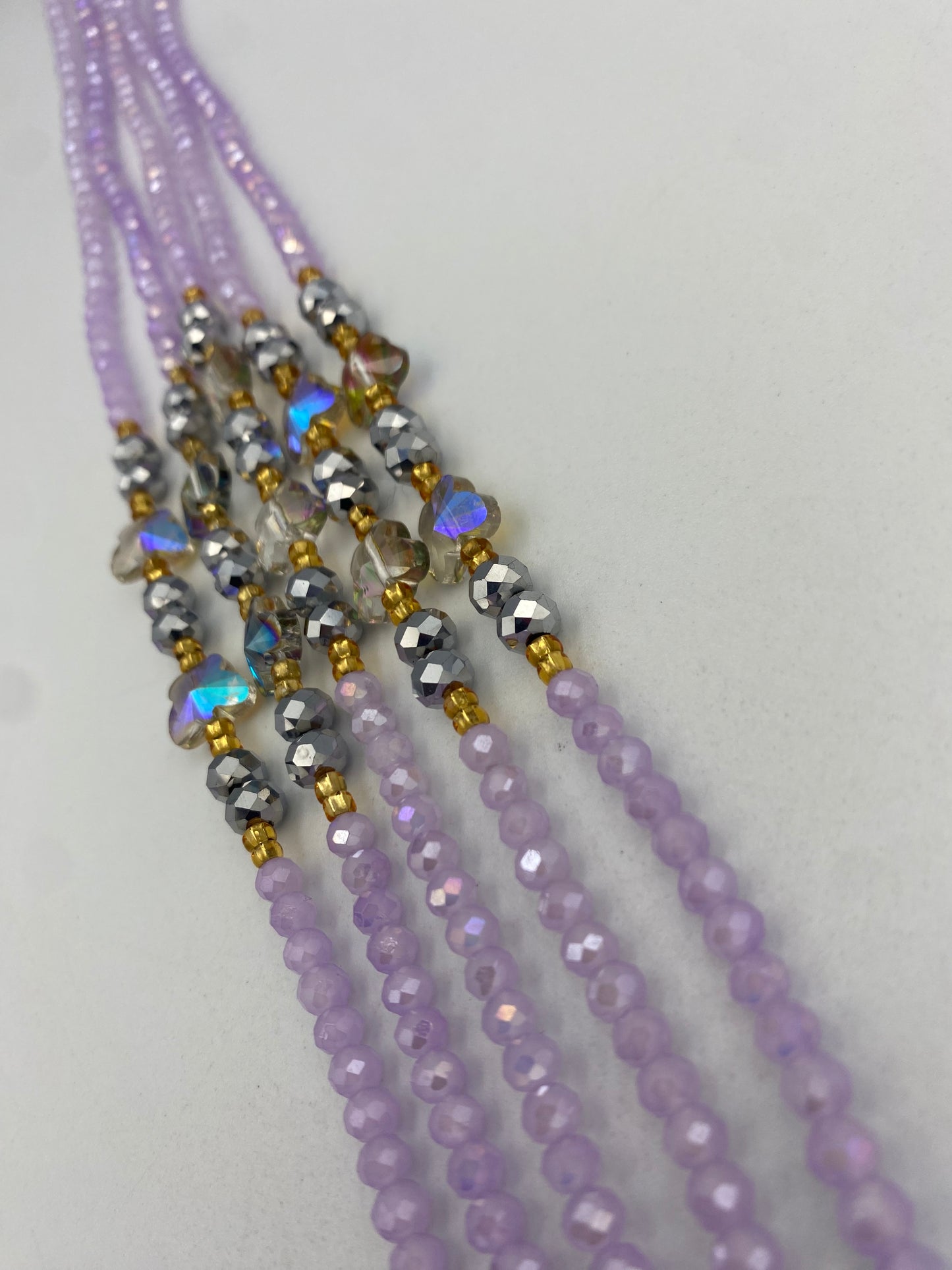 Lavender Royalty Crystal Waist Bead- Price per WaistBead- Tie On 45”-50