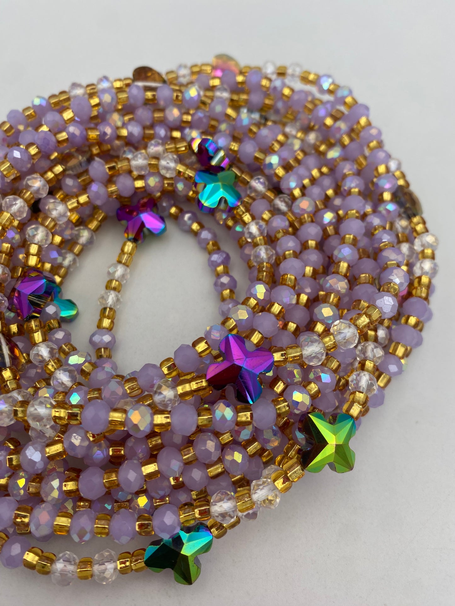 Lavender- Purple | Waist Bead Weightloss |  Waist Beads – Luxury Tie-On Beaded Jewelry | Crystal WaistBead  | Body Adornment & Weight Tracking- 45–Inches | Ma Cherie