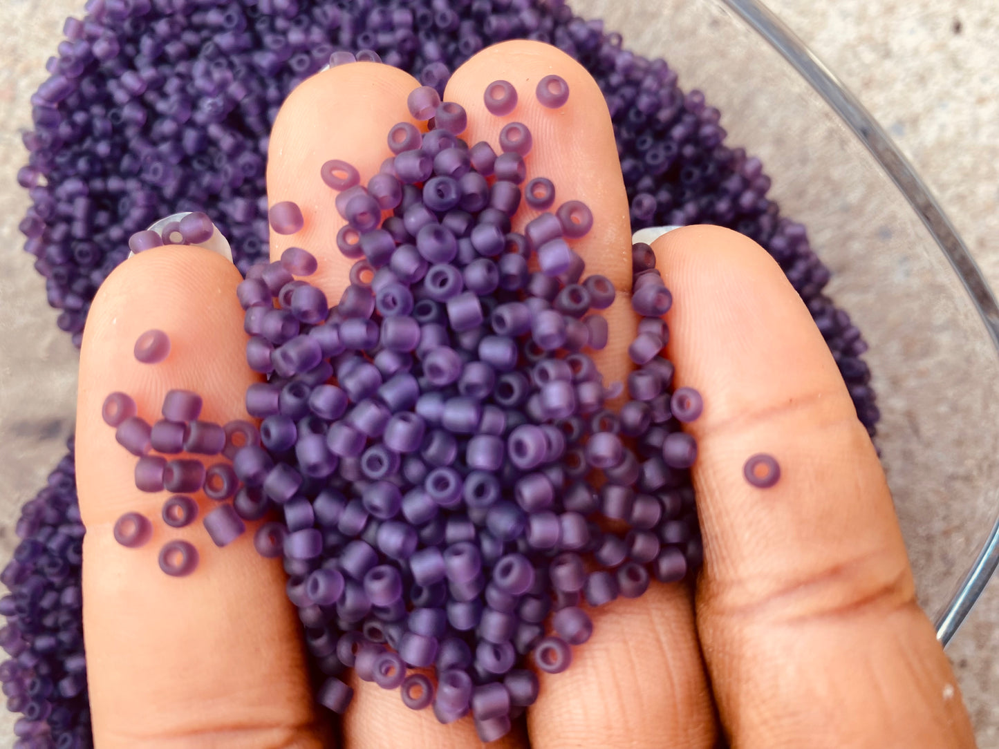 Deep Velvety Purple- Frosted purple  3mm- 8/0 beads,  Purple beads, 8/0 Seed Beads Glass Beads, 450 Grams,