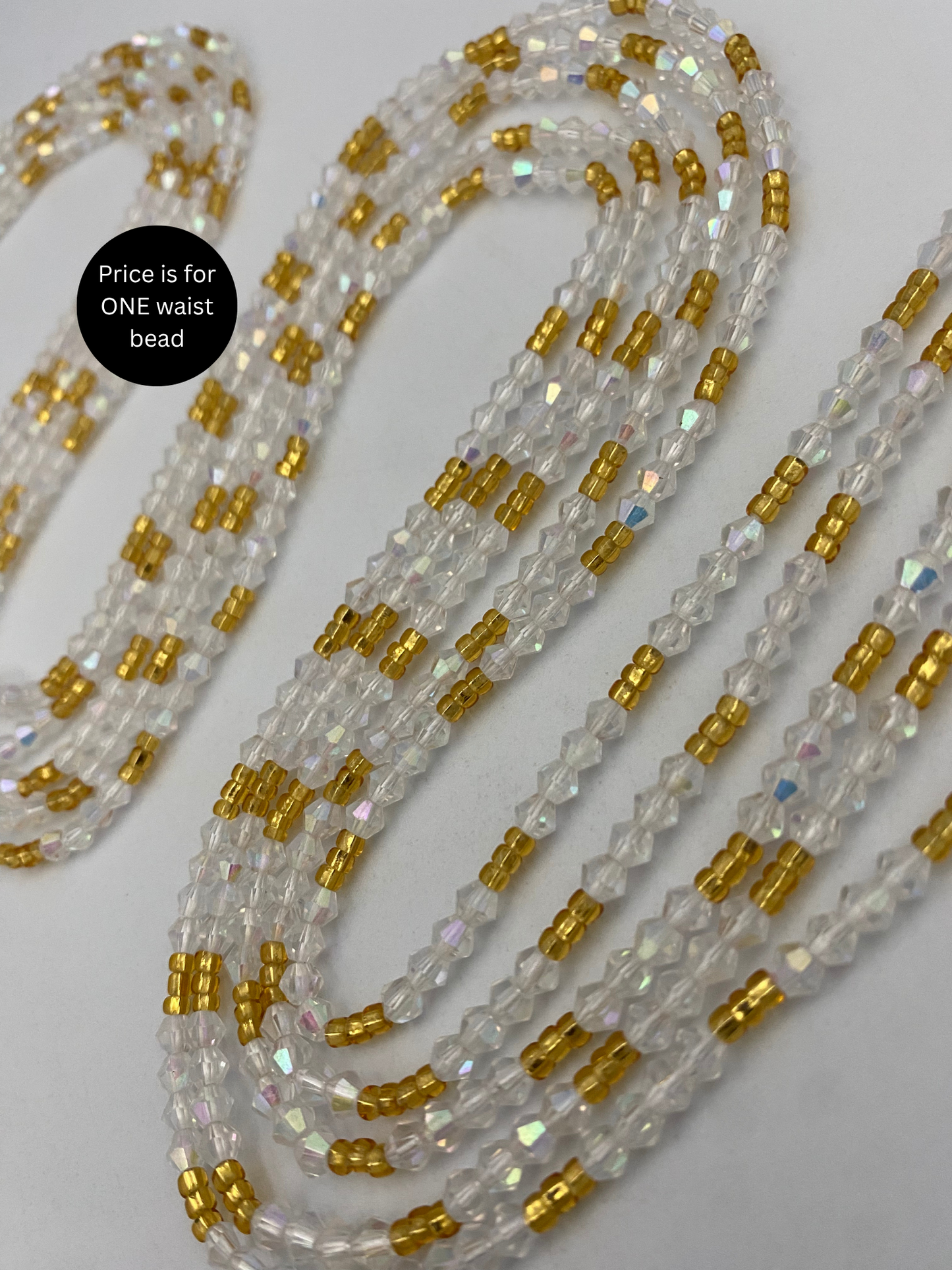Variety of Crystal Waist Beads, Bicones, Mini crystal Waistbeads-  Choose your Color- Price Per Item - Tie On 40”-50”