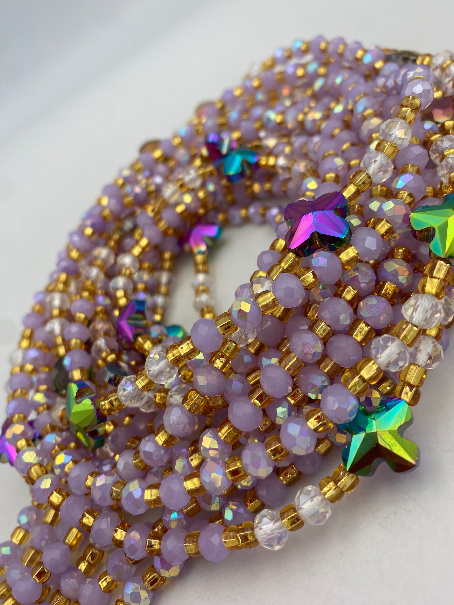 Lavender- Purple | Waist Bead Weightloss |  Waist Beads – Luxury Tie-On Beaded Jewelry | Crystal WaistBead  | Body Adornment & Weight Tracking- 45–Inches | Ma Cherie