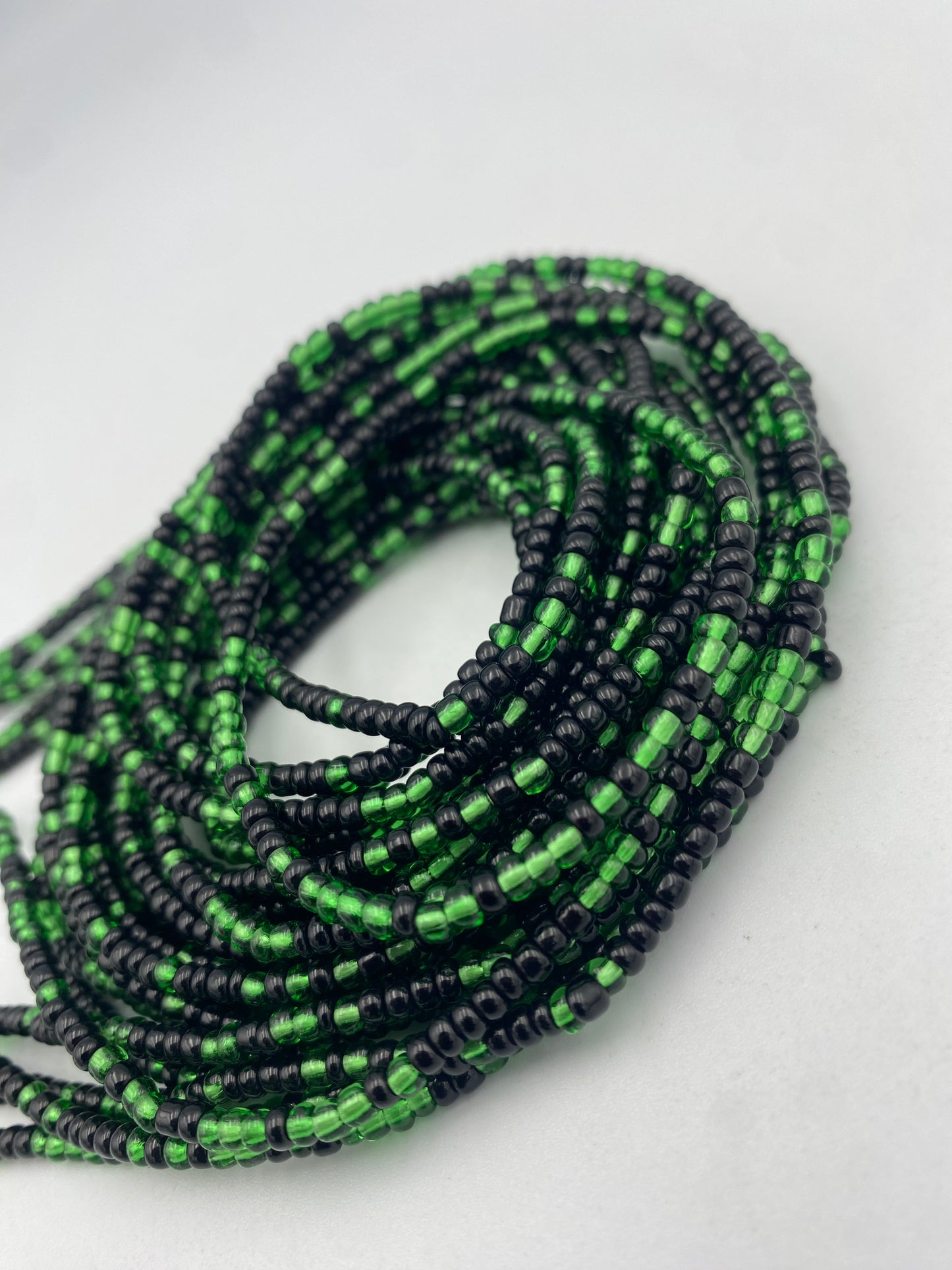 Green & Black Seed beads Waist Bead- Tie On