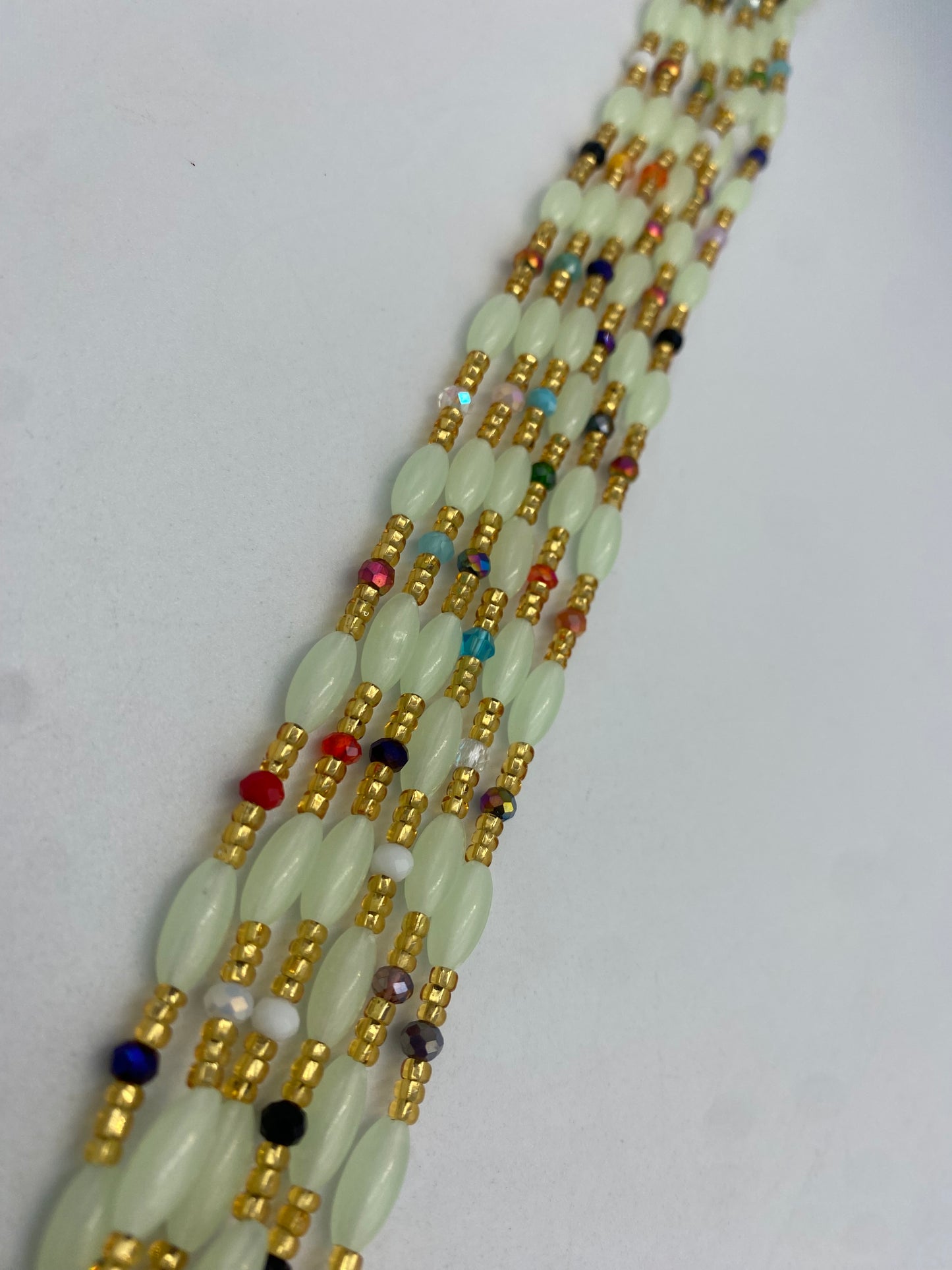 Subtle Glow in the dark Waist Beads- Oval  | African Waistbeads-Tie On 45"- 50"- Price Per Waist Bead