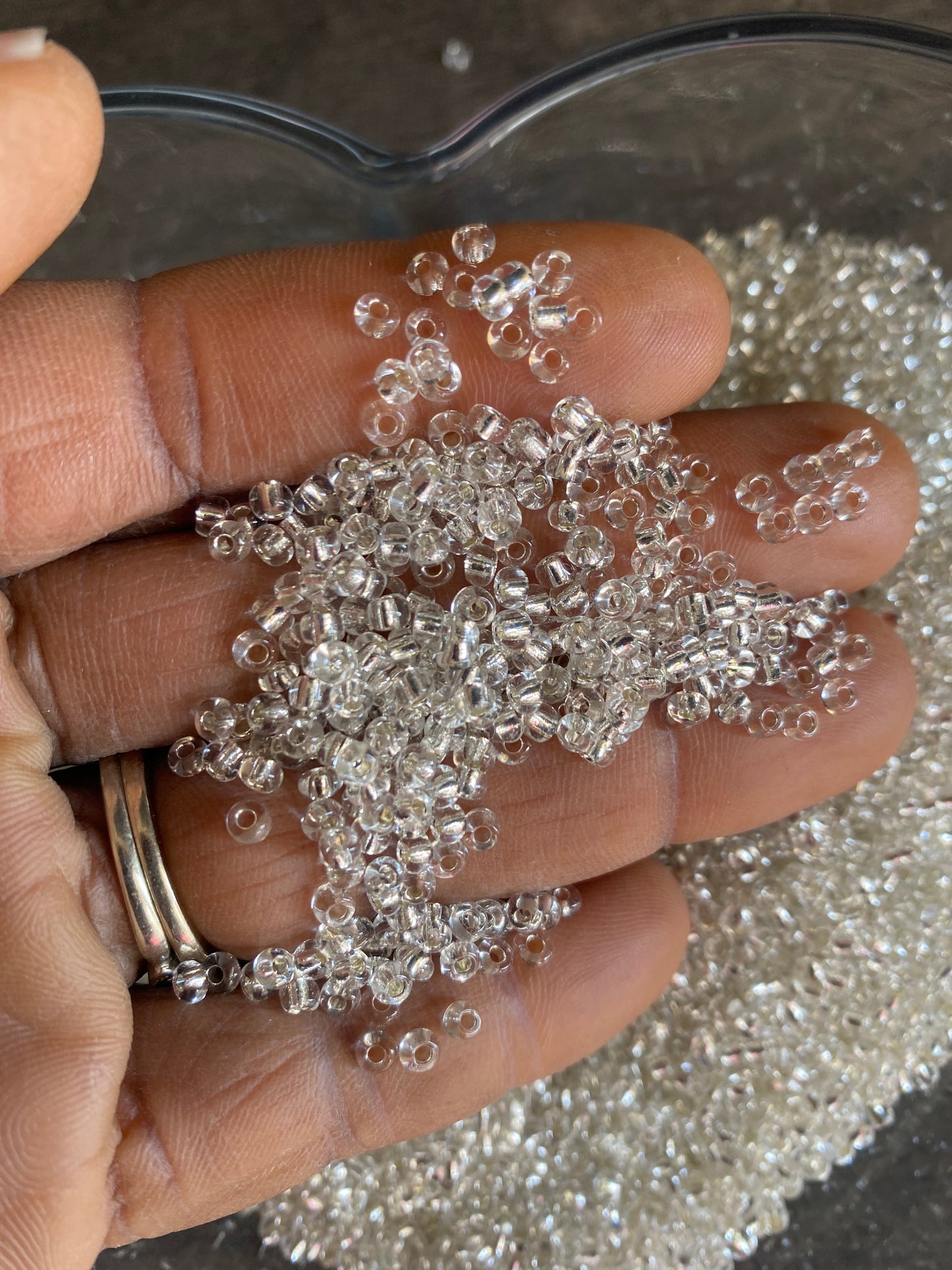 3mm- 8/0 beads,  Silver beads, 8/0 Seed Beads Glass Beads, 450 Grams,