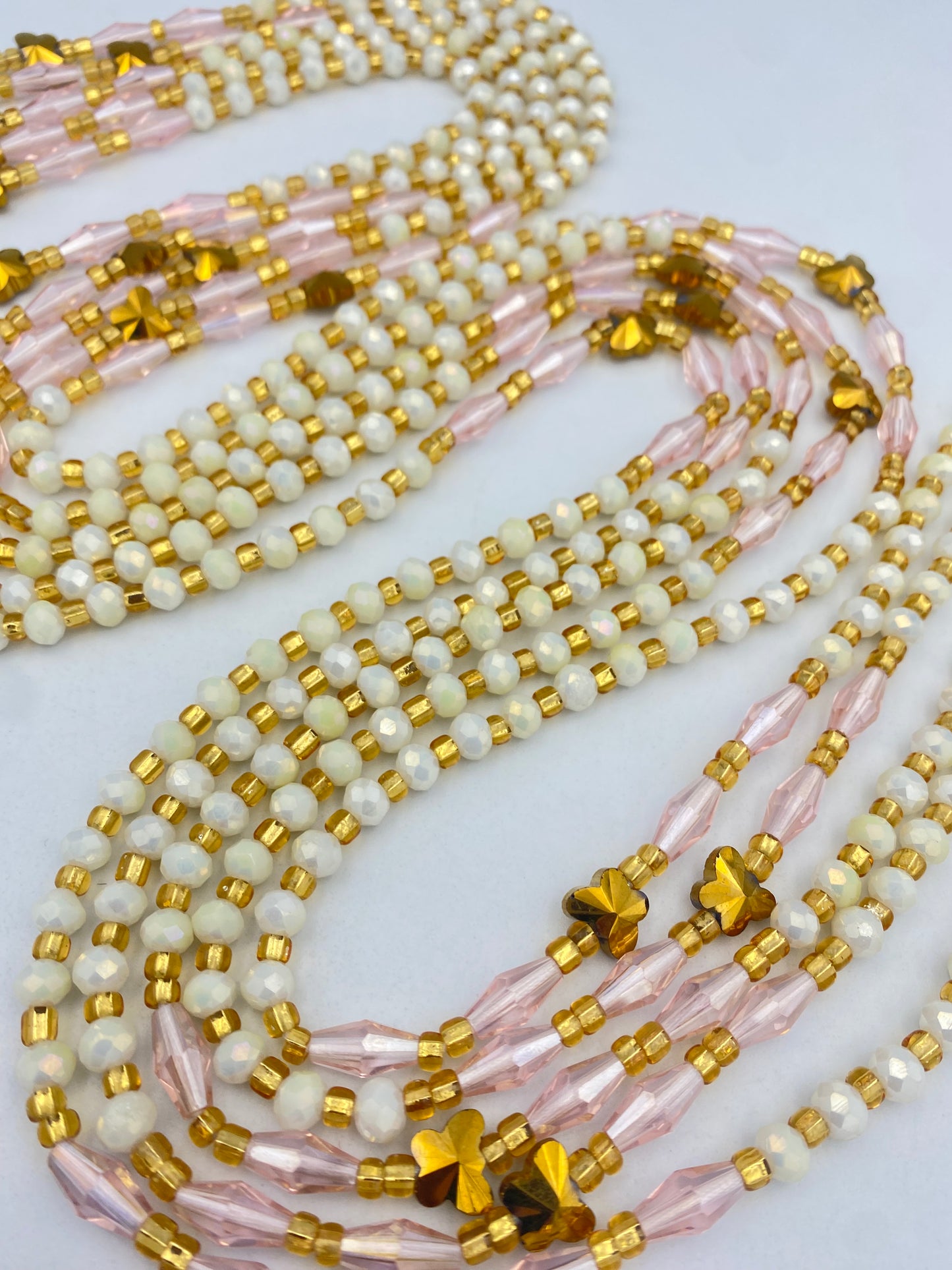 White Crystal Waist Bead- Tie on