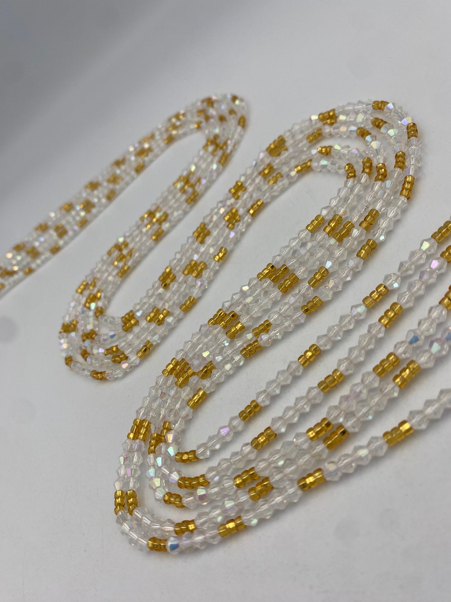 Variety of Crystal Waist Beads, Bicones, Mini crystal Waistbeads-  Choose your Color- Price Per Item - Tie On 40”-50”