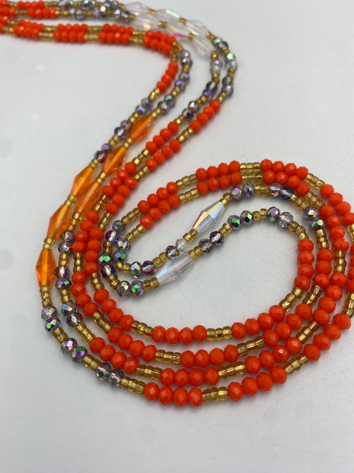 Orange Mini Crystal Waist Bead 45”| 1 PC