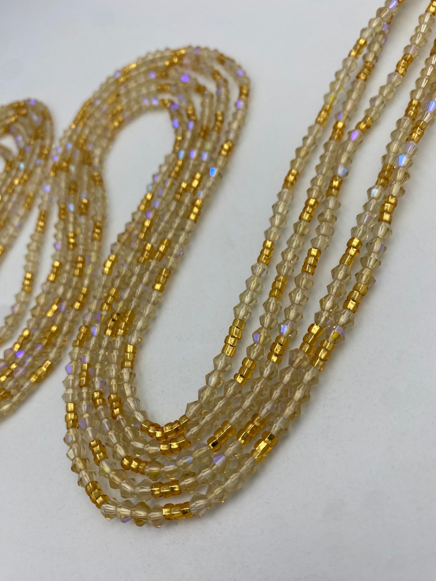 Variety of Crystal Waist Beads, Bicones, Mini crystal Waistbeads-  Choose your Color- Price Per Item - Tie On 40”-50”