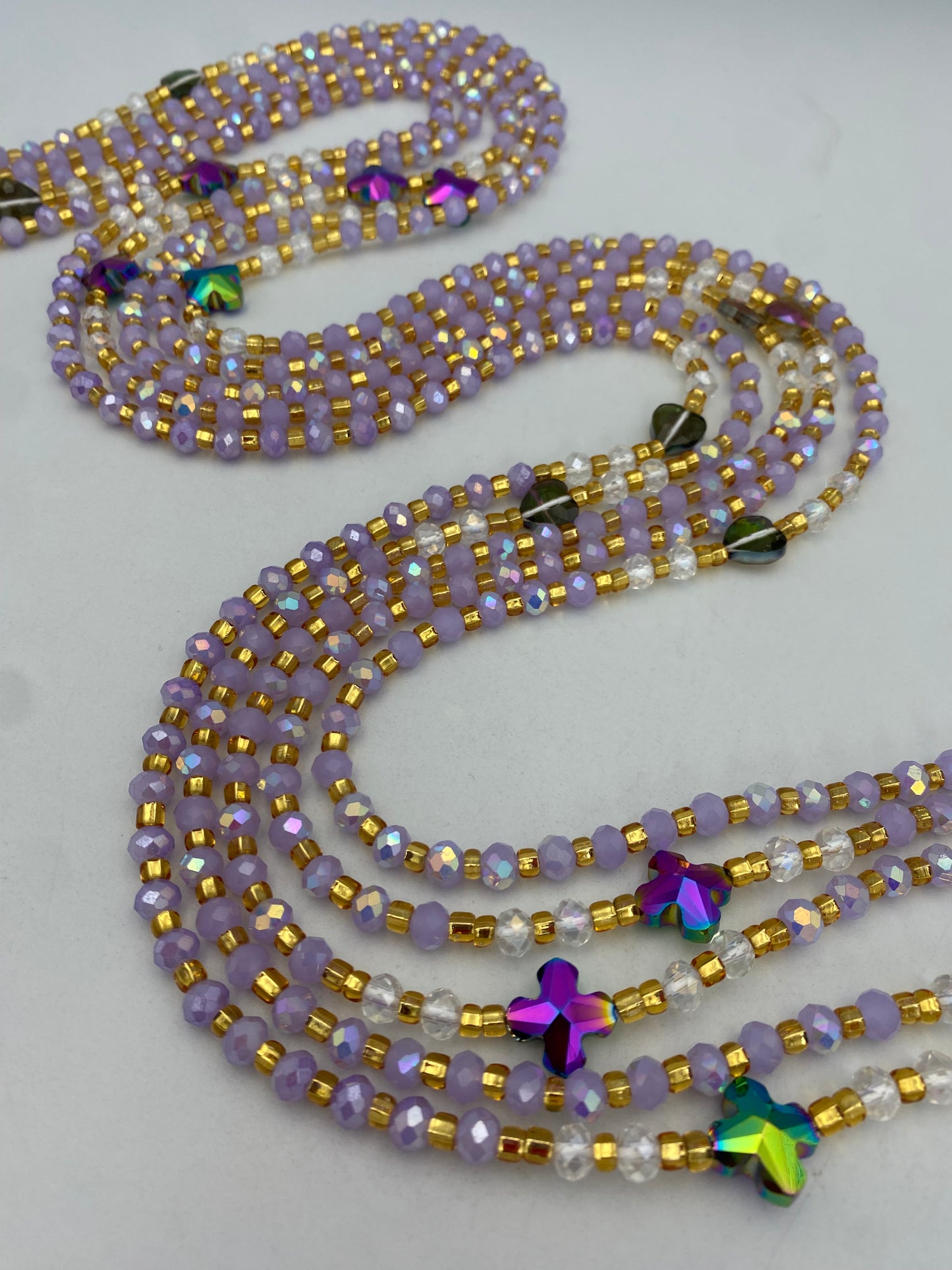 Lavender- Purple | Waist Bead Weightloss |  Waist Beads – Luxury Tie-On Beaded Jewelry | Crystal WaistBead  | Body Adornment & Weight Tracking- 45–Inches | Ma Cherie