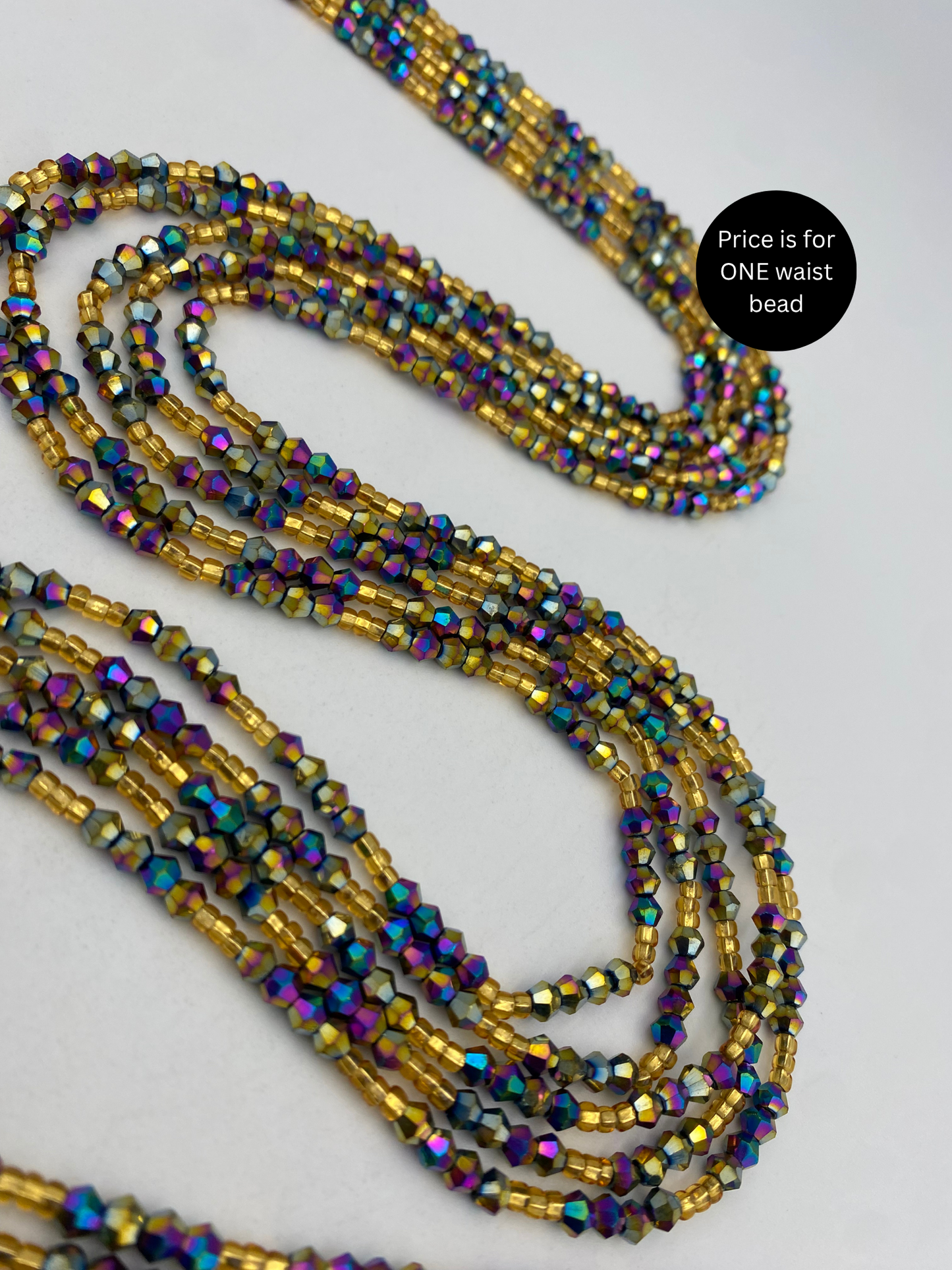 Variety of Crystal Waist Beads, Bicones, Mini crystal Waistbeads-  Choose your Color- Price Per Item - Tie On 40”-50”
