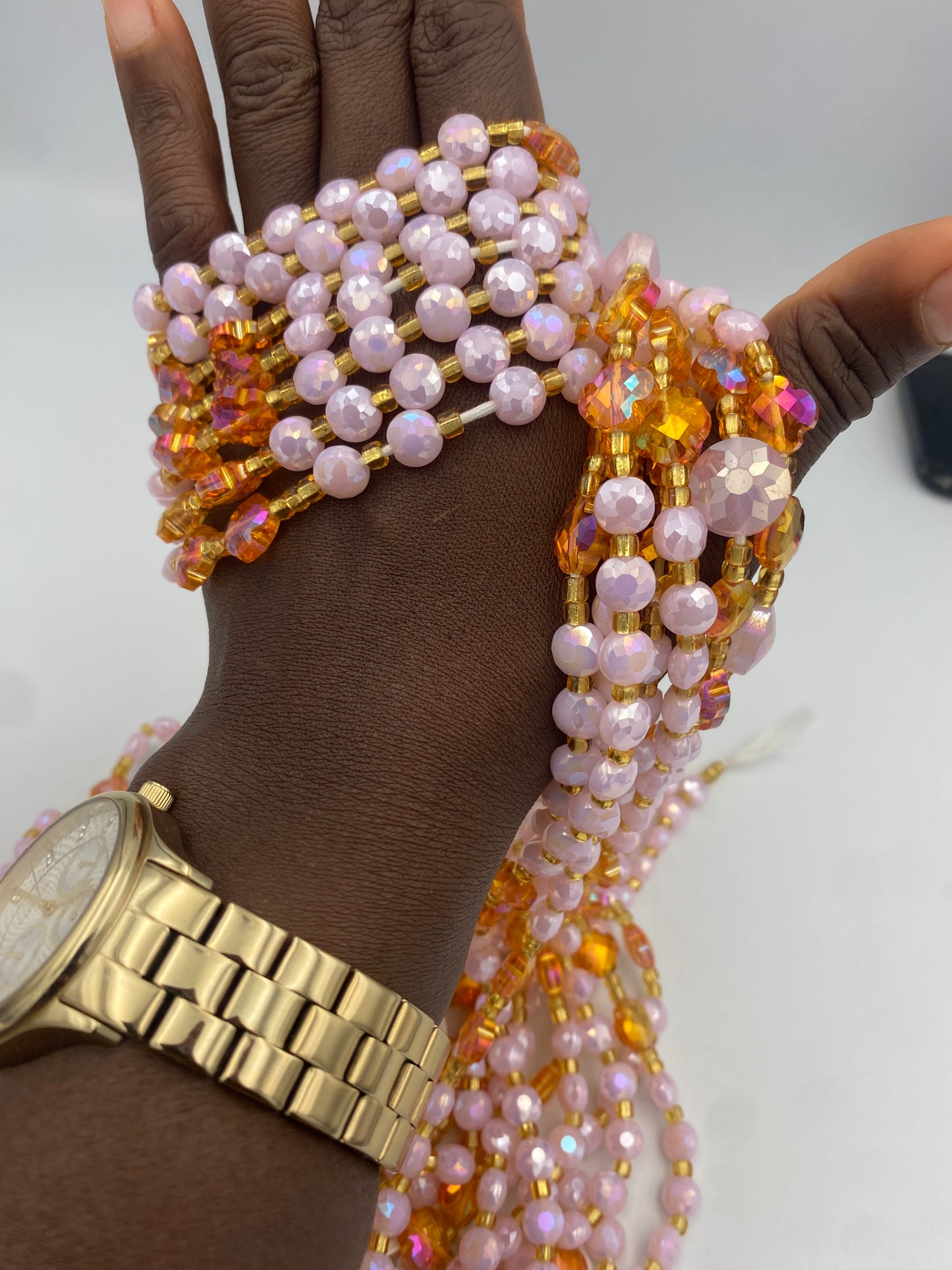 Hannah - Pink Luxury Crystal Waistbeads- Price per Waistbead- Tie On