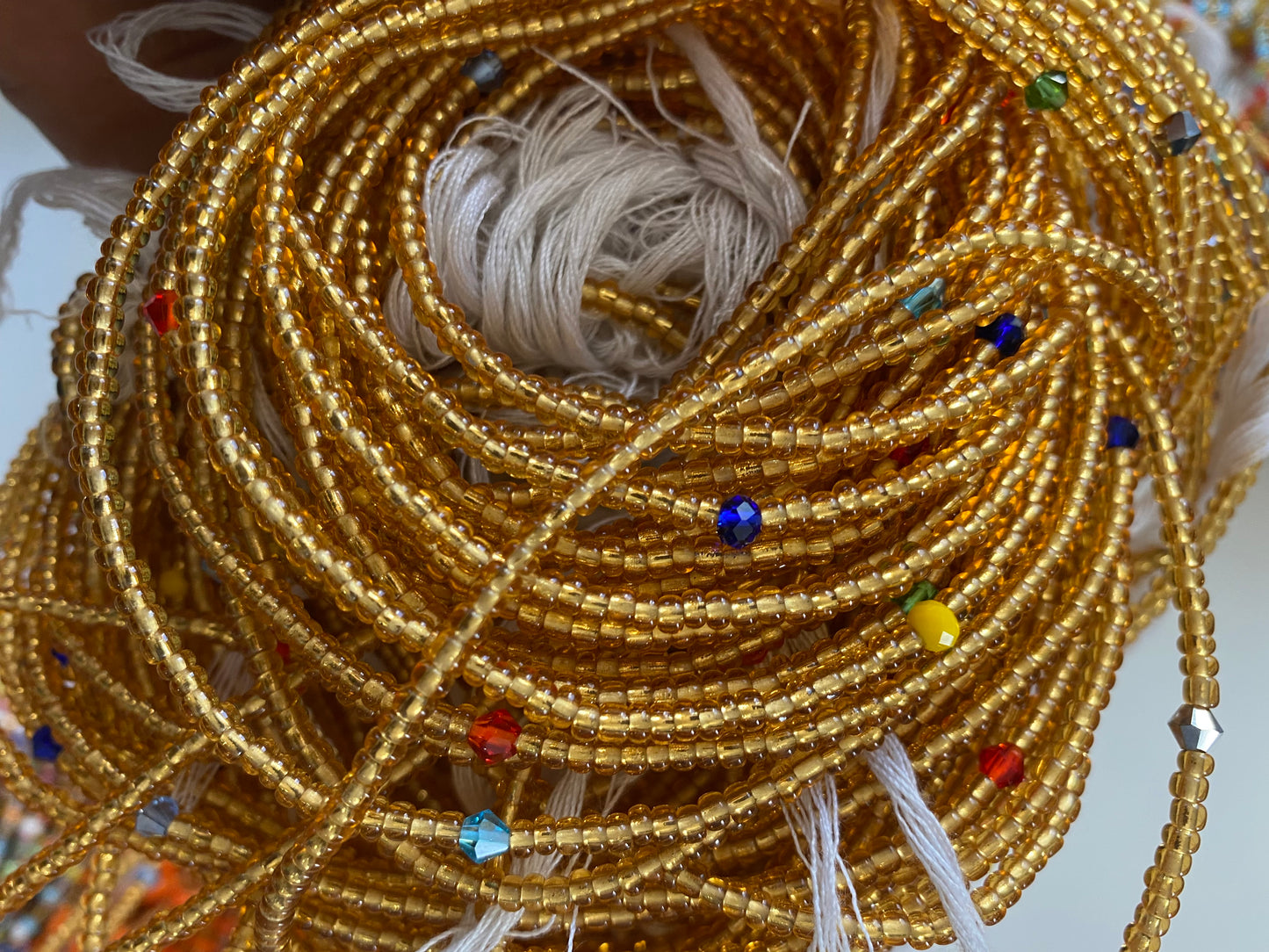 Wholesale African Waist Beads – Crystal Tie-On Strands 30”-36” (Bulk 25pcs Pack)