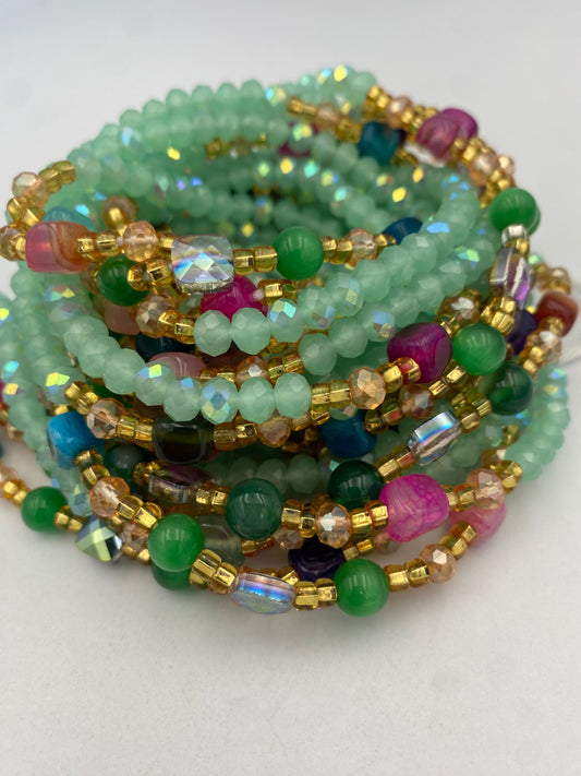 Joy~ Mint Green Crystal Waist Bead | Waist Beads – Luxury Tie-On Beaded Jewelry | Green | Body Adornment & Weight Tracking | Price Per Item | 45–Inches
