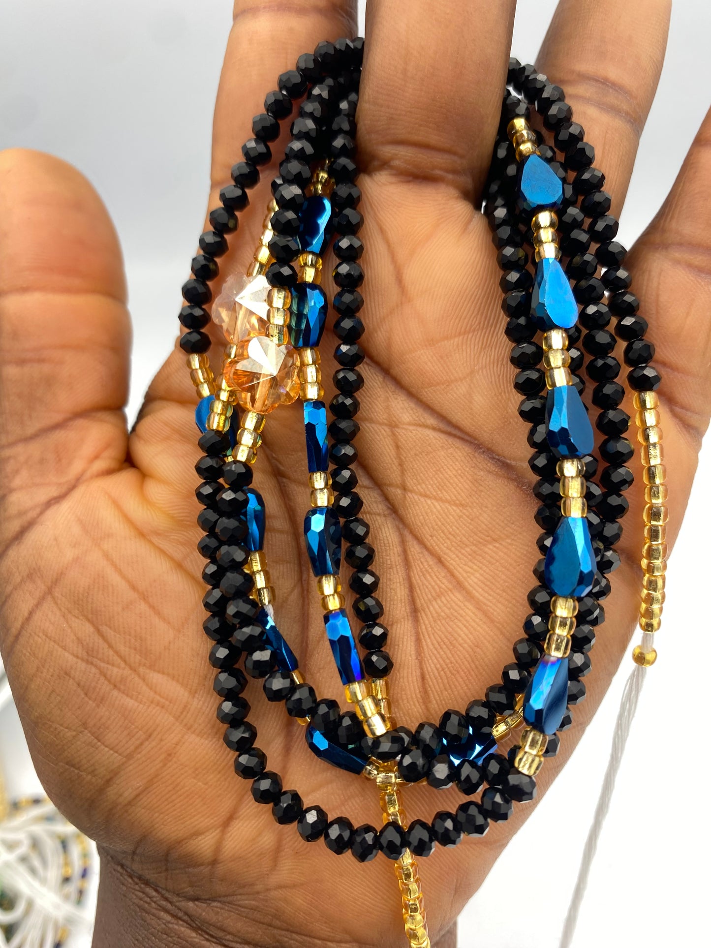 Black Crystal WaistBeads- Luxury-WaistBeads- 45”- 50”