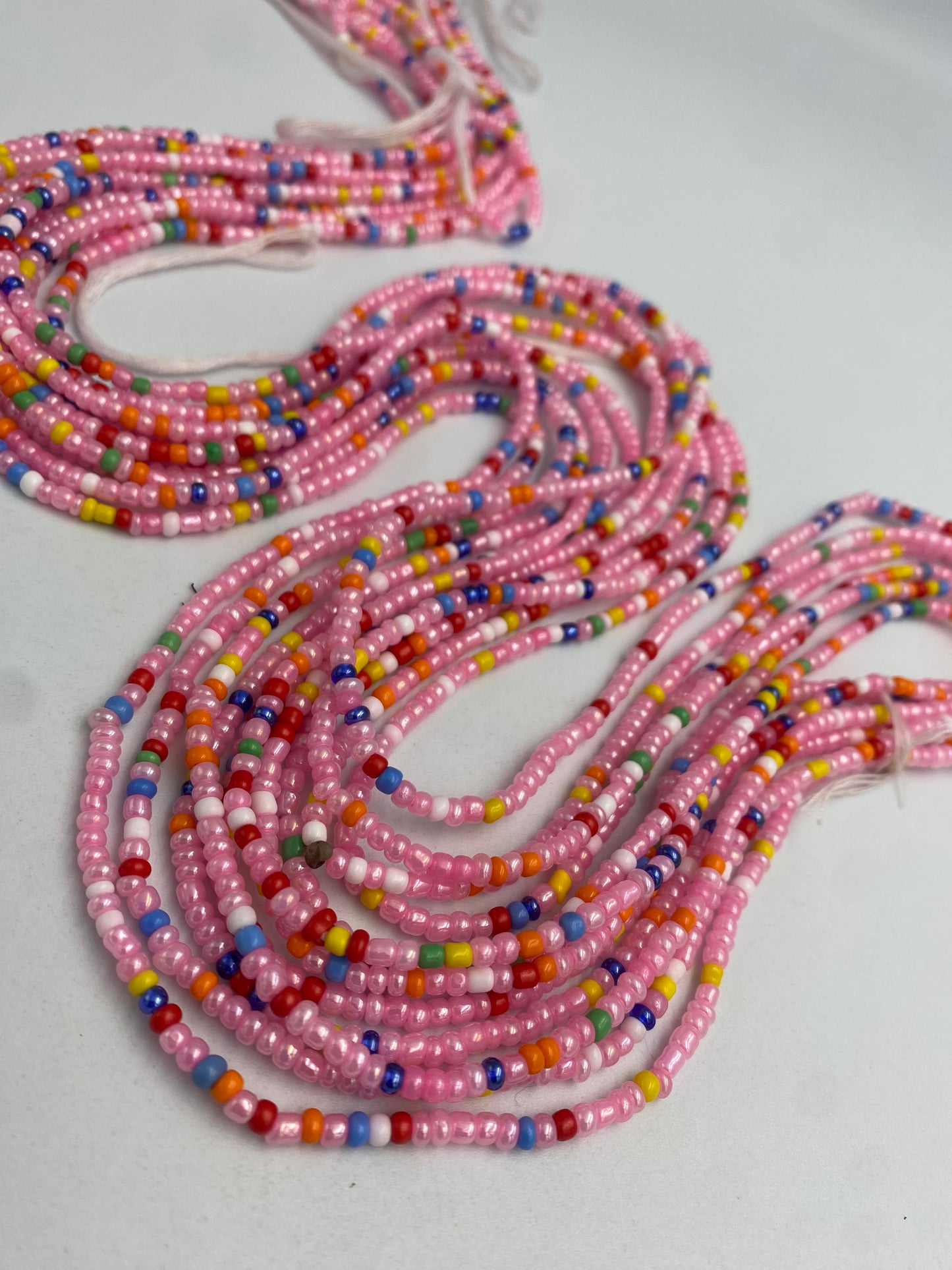 Pink- Waist Beads – Tie-On African Waist Bead Strand for Women, 45-50 Inches Adjustable, Body Jewelry for Adornment, Promoting Body Positivty & Weight Managemen